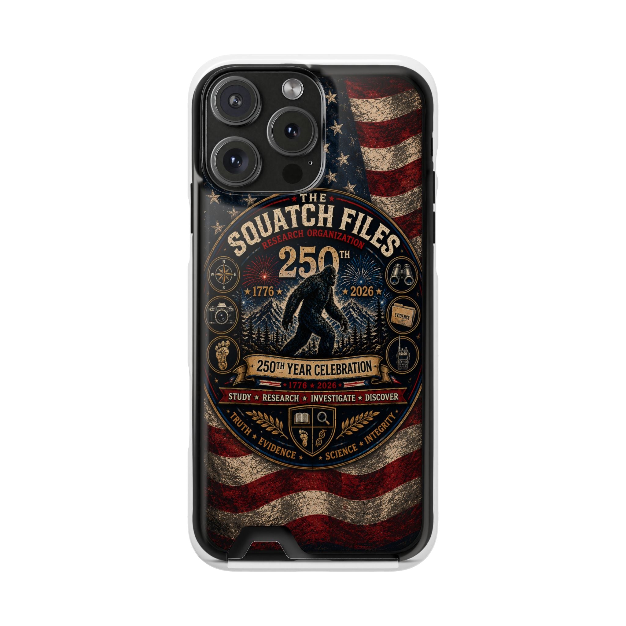 Phone Case — 'The Squatch Files 250th' Card Holder Case (Patriotic Bigfoot Design)