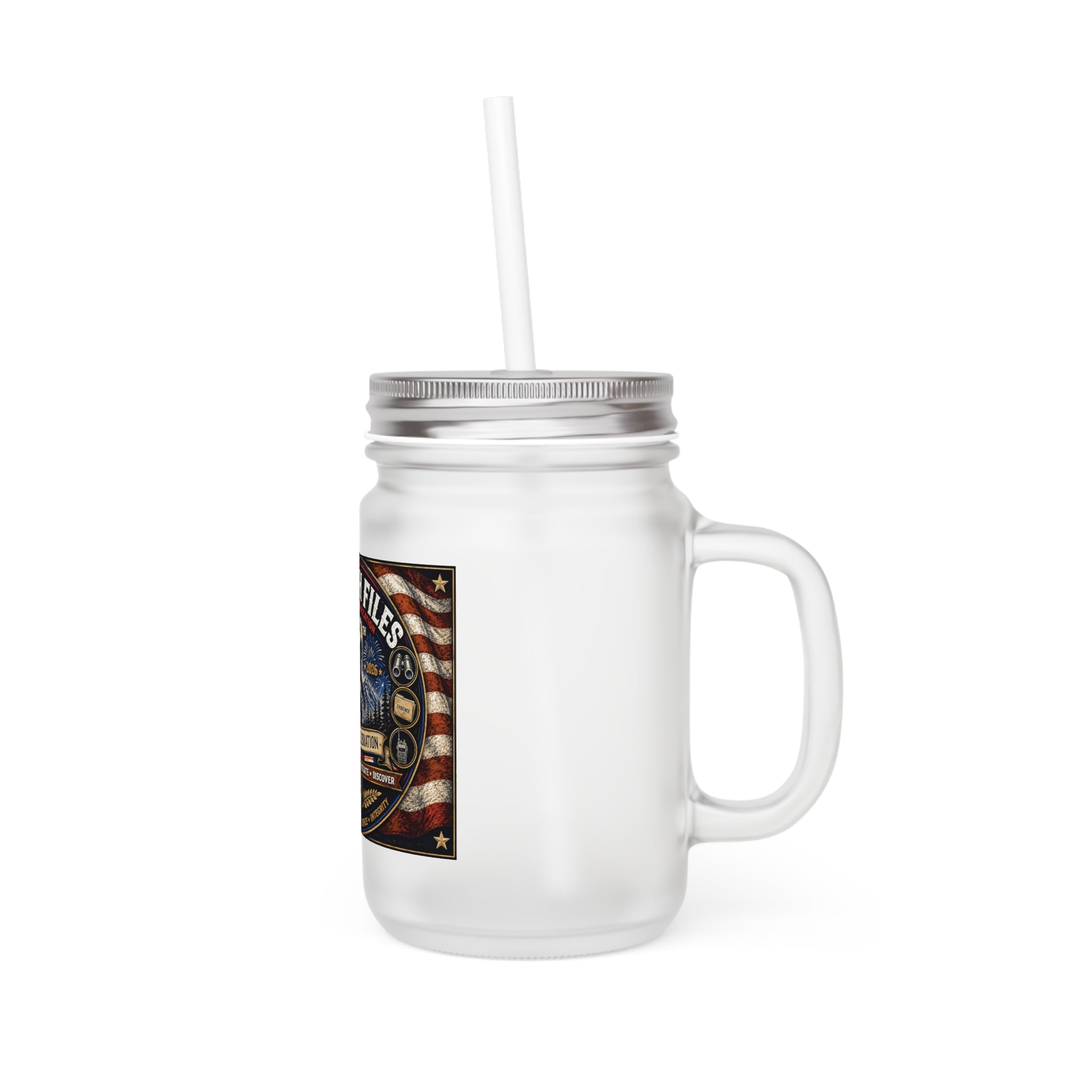 Mason Jar Tumbler – The Squatch Files 250th Celebration Mason Jar with Straw
