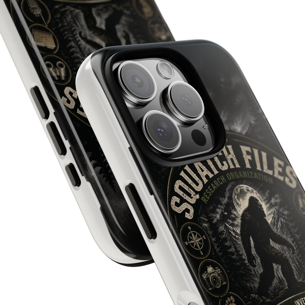 Squatch Files Research Organization Phone Case — Bigfoot Sasquatch Moonlit Forest Design