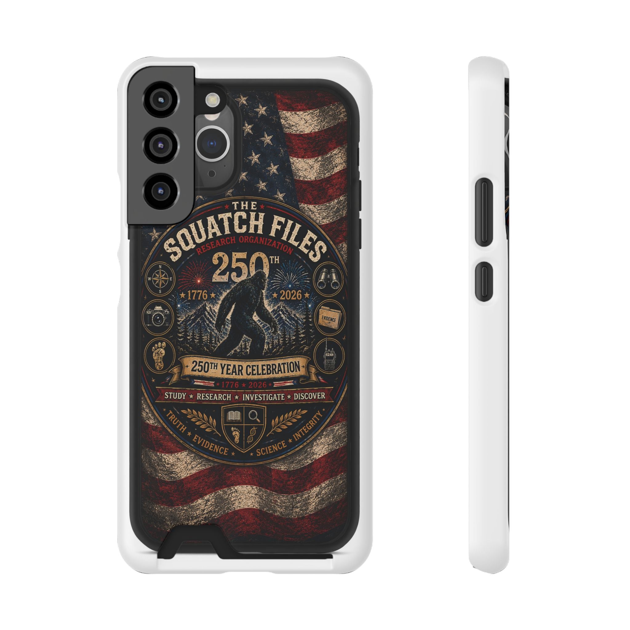 Phone Case — 'The Squatch Files 250th' Card Holder Case (Patriotic Bigfoot Design)