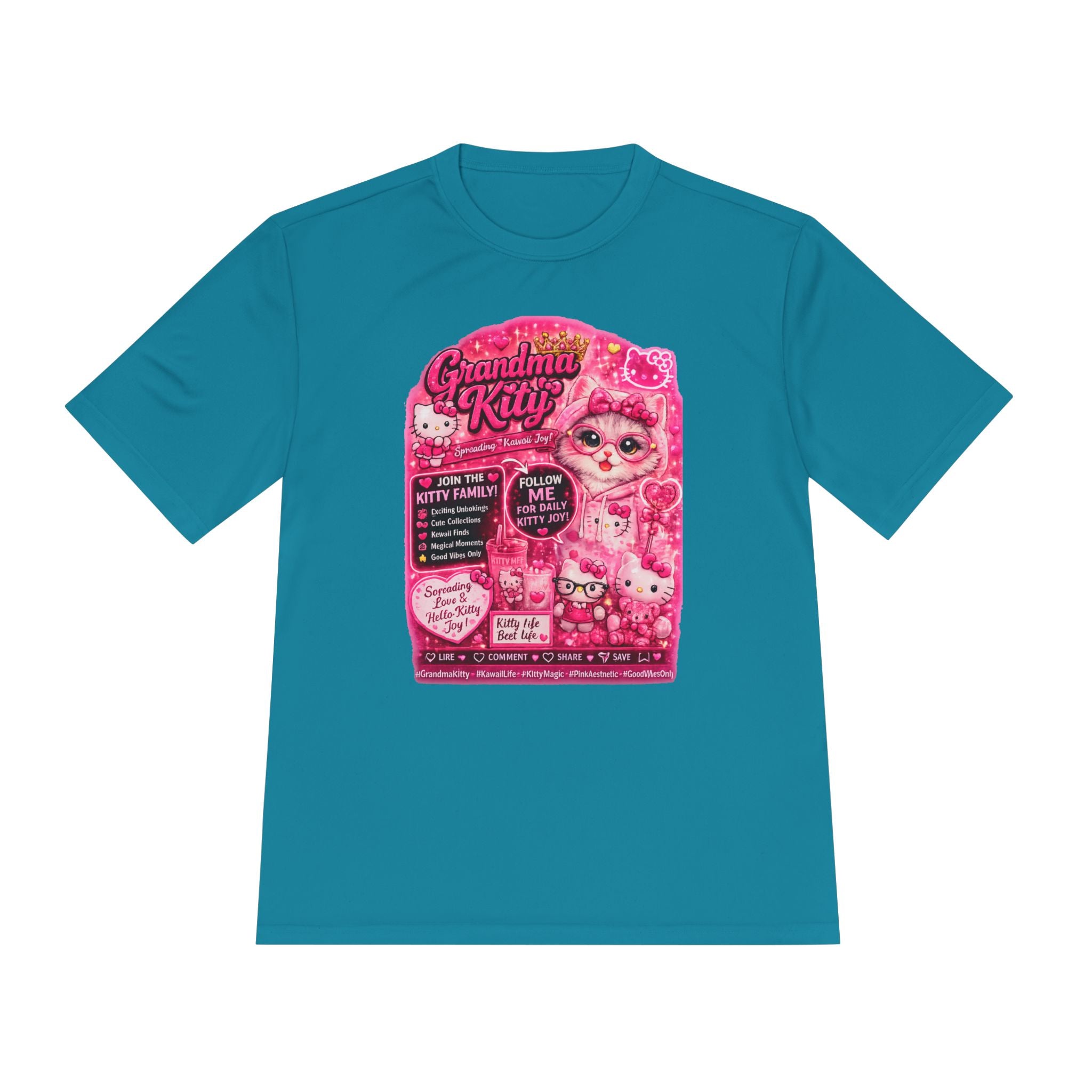 Grandma Kitty Graphic Tee — Cute Pink Cat Vintage Patch Design