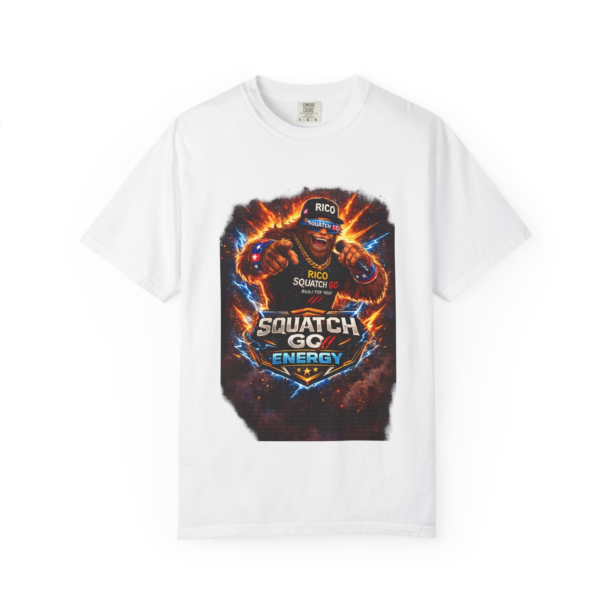Squatch GC Energy Graphic T-Shirt — Retro Gamer Energy Drink Design