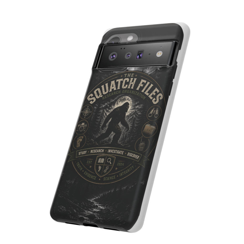 Squatch Files Research Organization Phone Case — Bigfoot Sasquatch Moonlit Forest Design