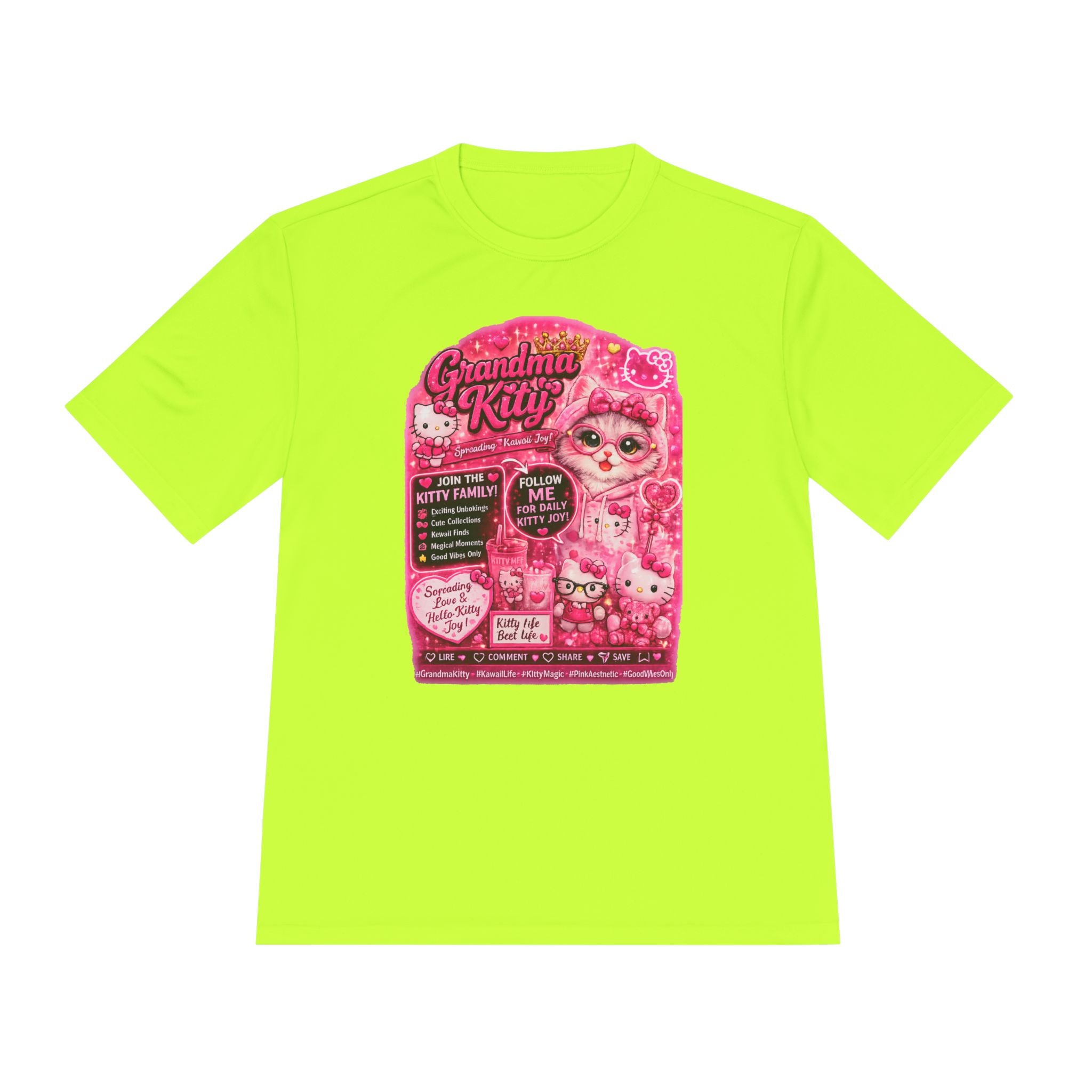 Grandma Kitty Graphic Tee — Cute Pink Cat Vintage Patch Design