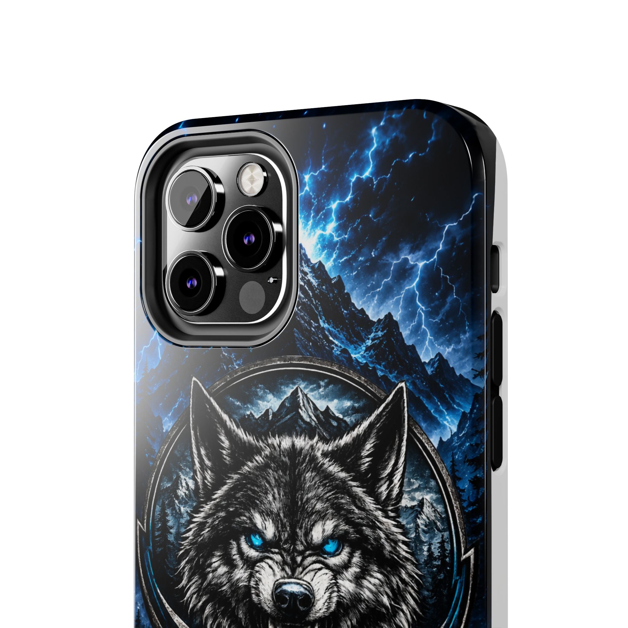 Wolf Thunder Tough Phone Case — Rugged Protective Case with Blue Lightning Wolf Design
