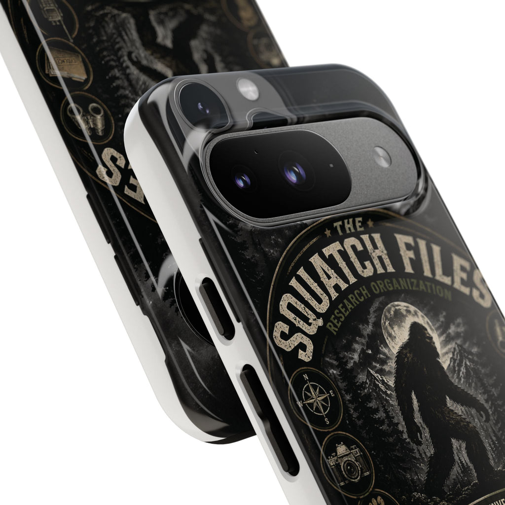 Squatch Files Research Organization Phone Case — Bigfoot Sasquatch Moonlit Forest Design