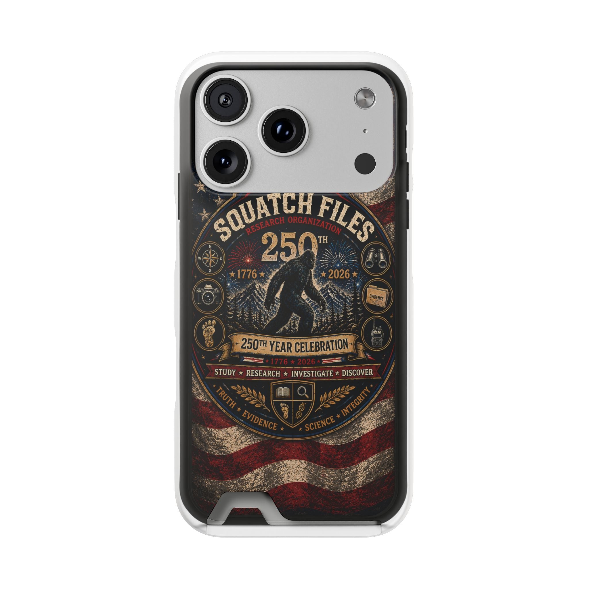 Phone Case — 'The Squatch Files 250th' Card Holder Case (Patriotic Bigfoot Design)