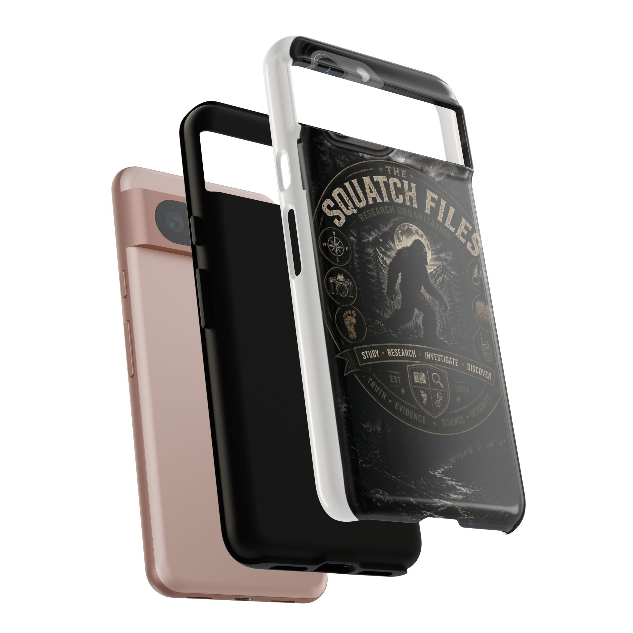 Squatch Files Research Organization Phone Case — Bigfoot Sasquatch Moonlit Forest Design