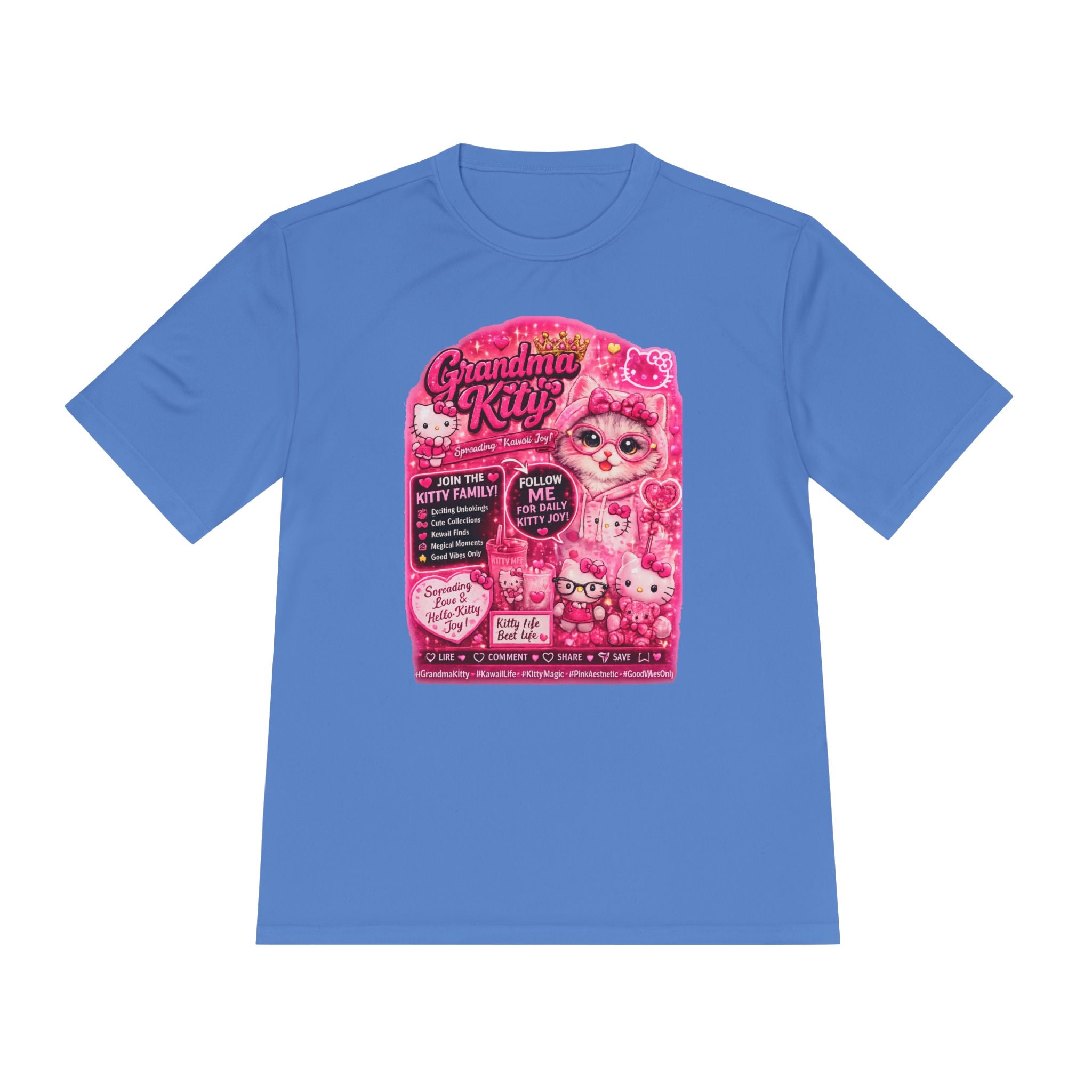 Grandma Kitty Graphic Tee — Cute Pink Cat Vintage Patch Design
