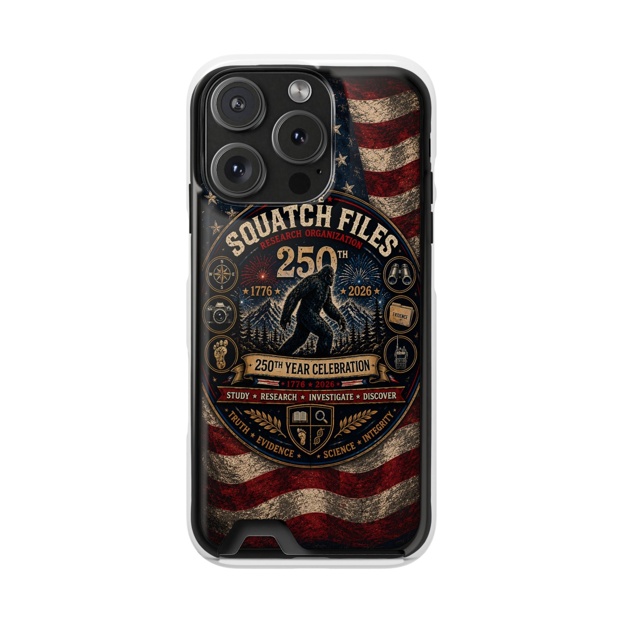 Phone Case — 'The Squatch Files 250th' Card Holder Case (Patriotic Bigfoot Design)
