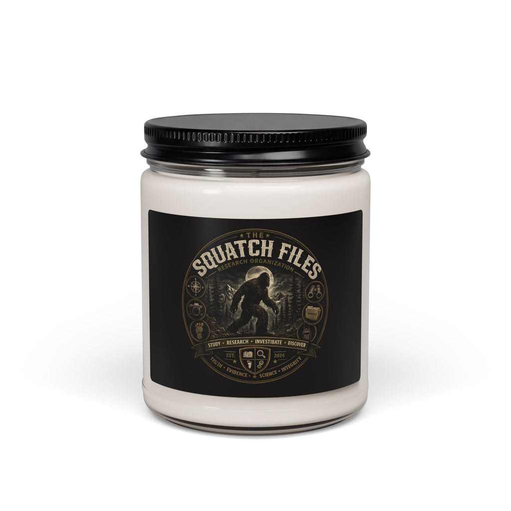 Squatch Files Soy Candle — 9oz Scented Jar for Outdoors & Mystery Fans