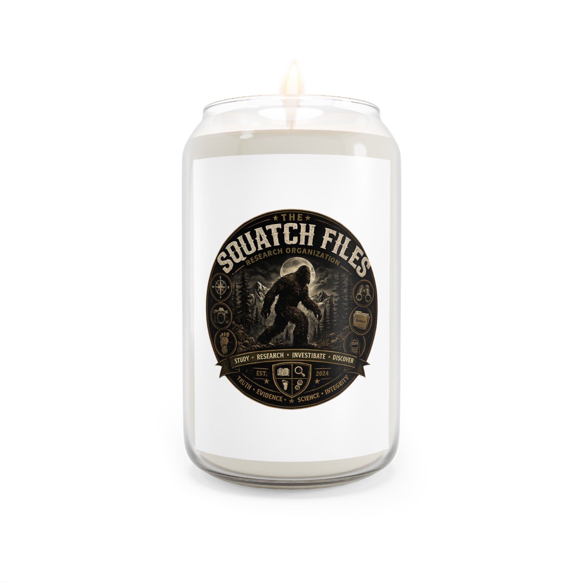 Scented Soy Candle — “The Squatch Files” 13.75oz | Forest & Campfire Aroma