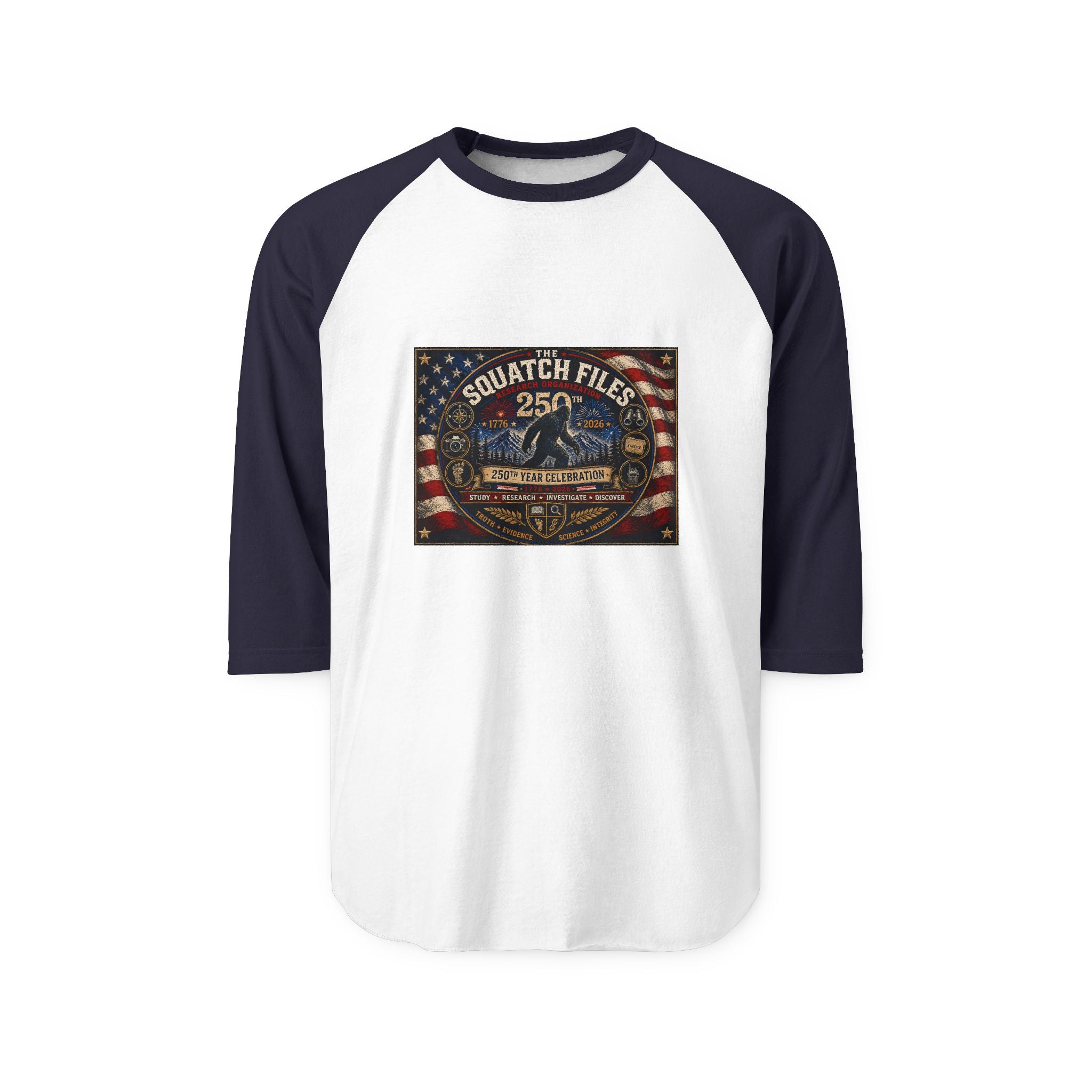 Raglan Shirt — Squatch Files 25 Vintage Bigfoot Flag Design