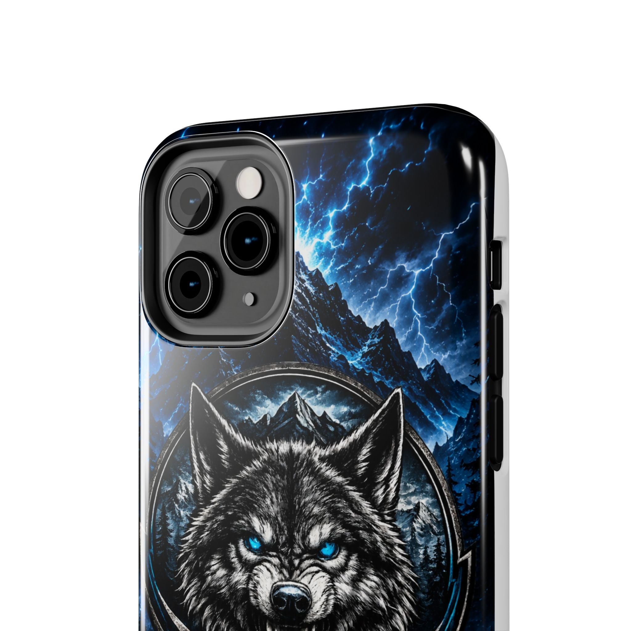 Wolf Thunder Tough Phone Case — Rugged Protective Case with Blue Lightning Wolf Design