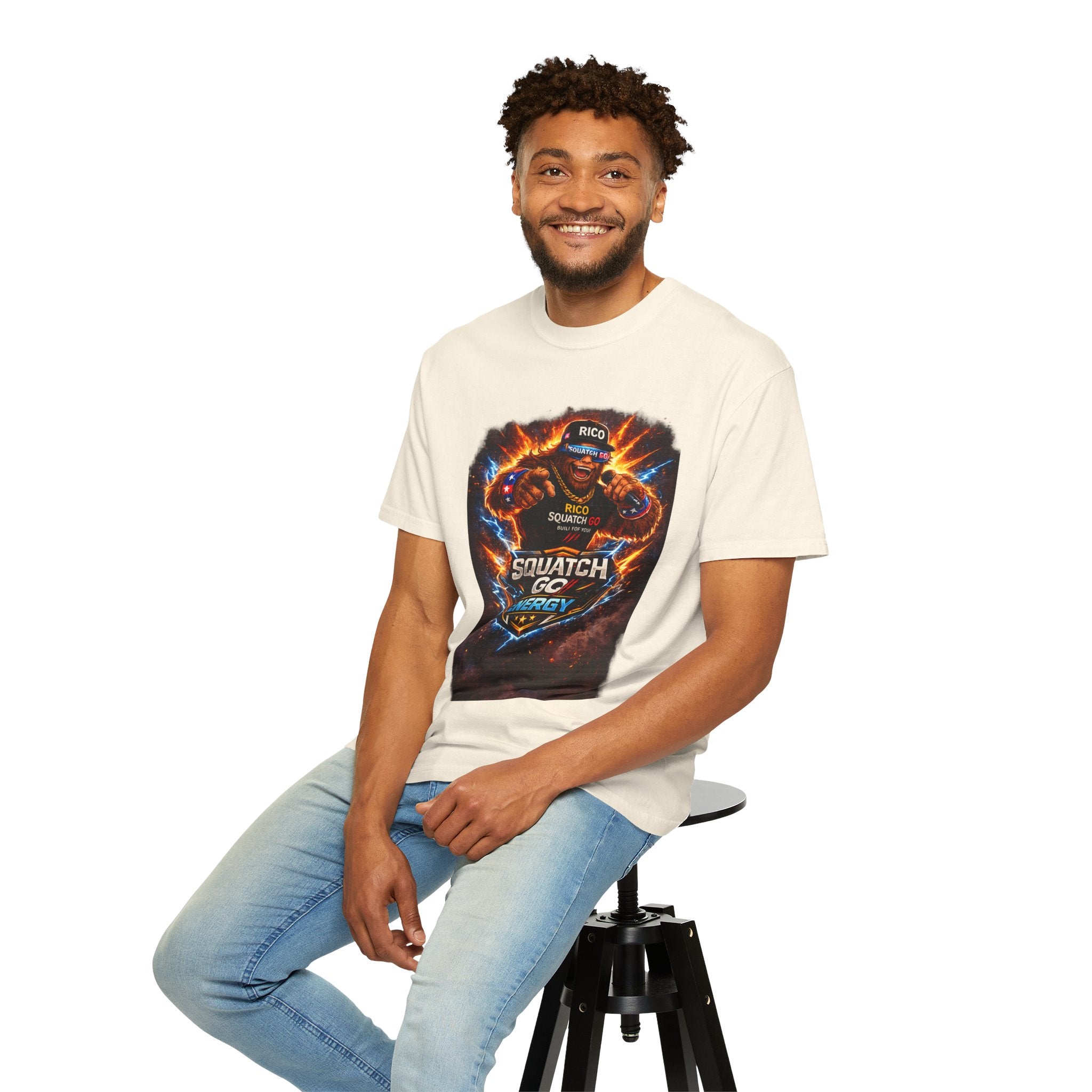 Squatch GC Energy Graphic T-Shirt — Retro Gamer Energy Drink Design