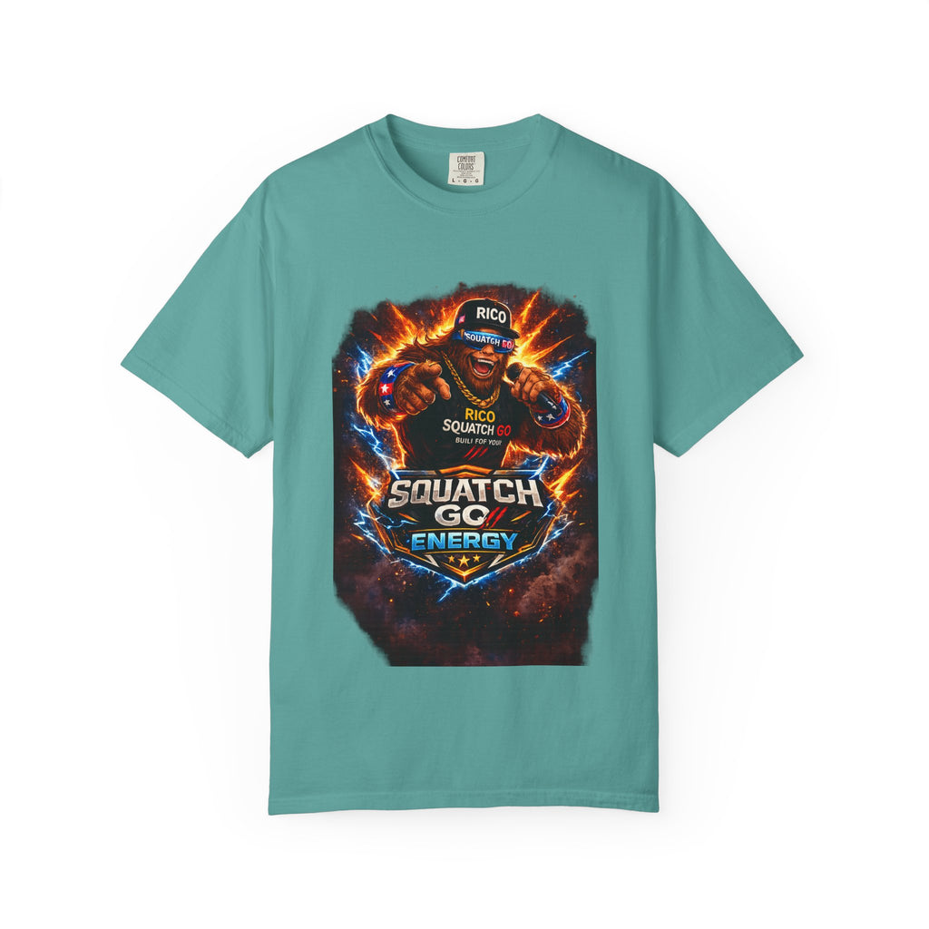 Squatch GC Energy Graphic T-Shirt — Retro Gamer Energy Drink Design
