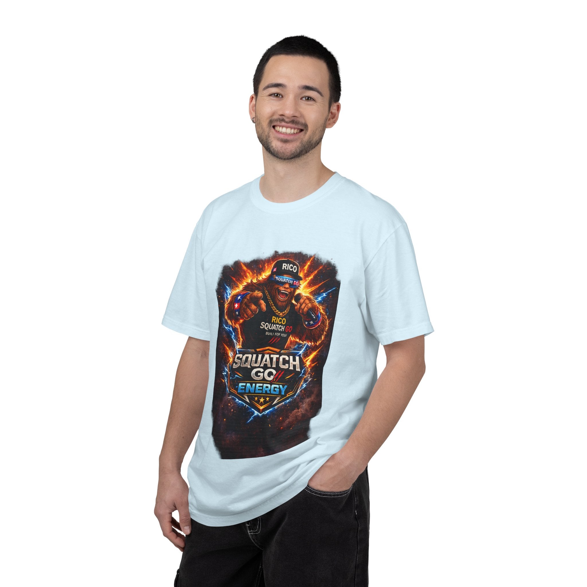 Squatch GC Energy Graphic T-Shirt — Retro Gamer Energy Drink Design