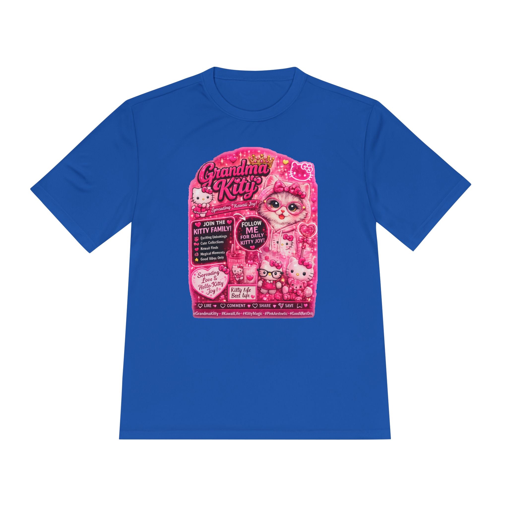 Grandma Kitty Graphic Tee — Cute Pink Cat Vintage Patch Design