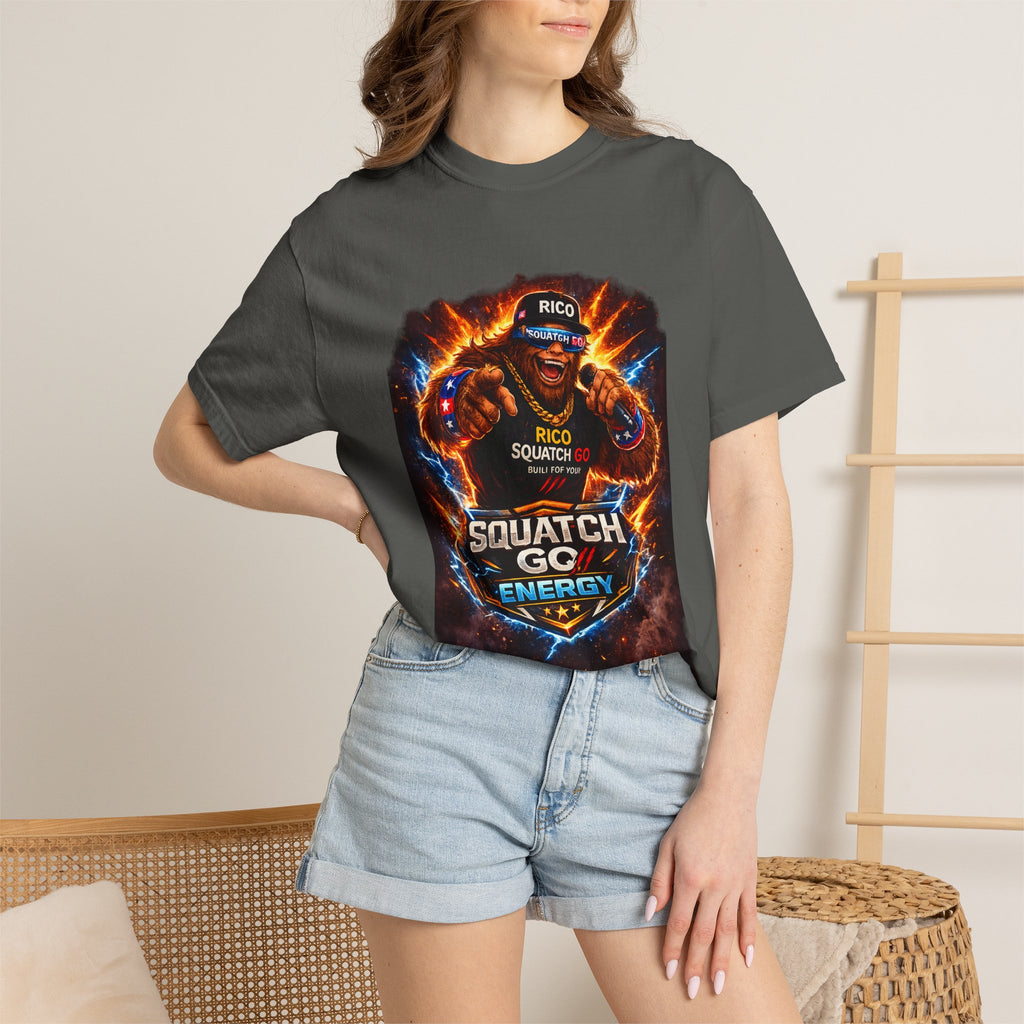 Squatch GC Energy Graphic T-Shirt — Retro Gamer Energy Drink Design