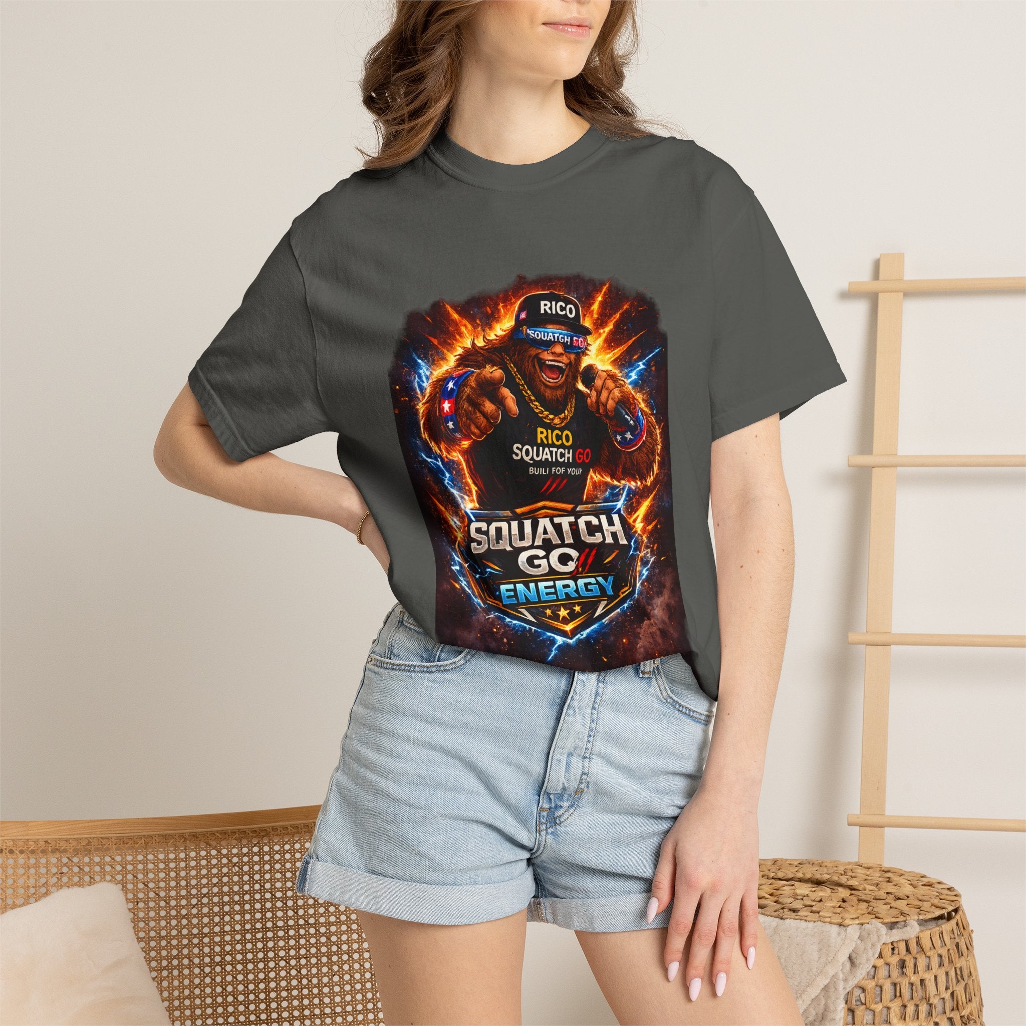 Squatch GC Energy Graphic T-Shirt — Retro Gamer Energy Drink Design