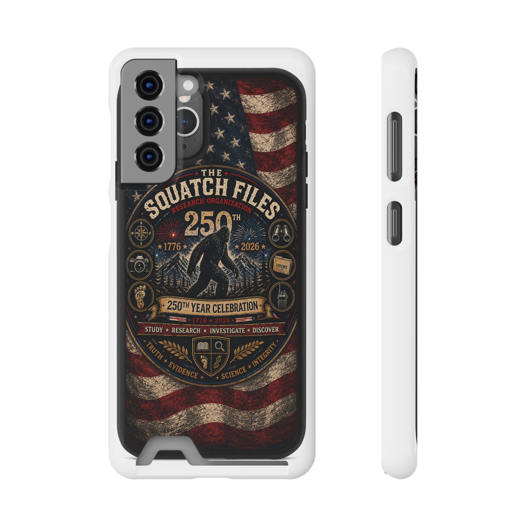 Phone Case — 'The Squatch Files 250th' Card Holder Case (Patriotic Bigfoot Design)