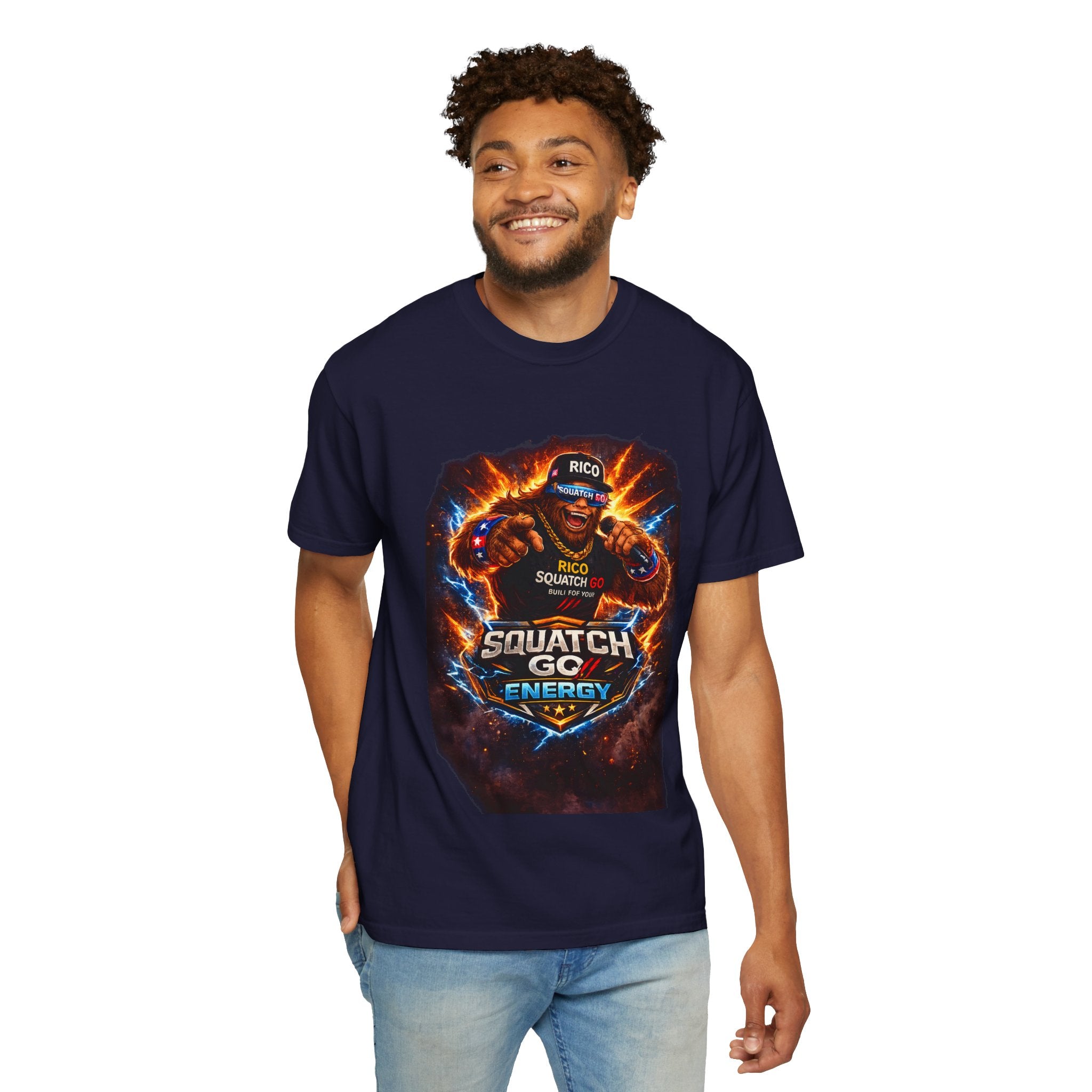 Squatch GC Energy Graphic T-Shirt — Retro Gamer Energy Drink Design