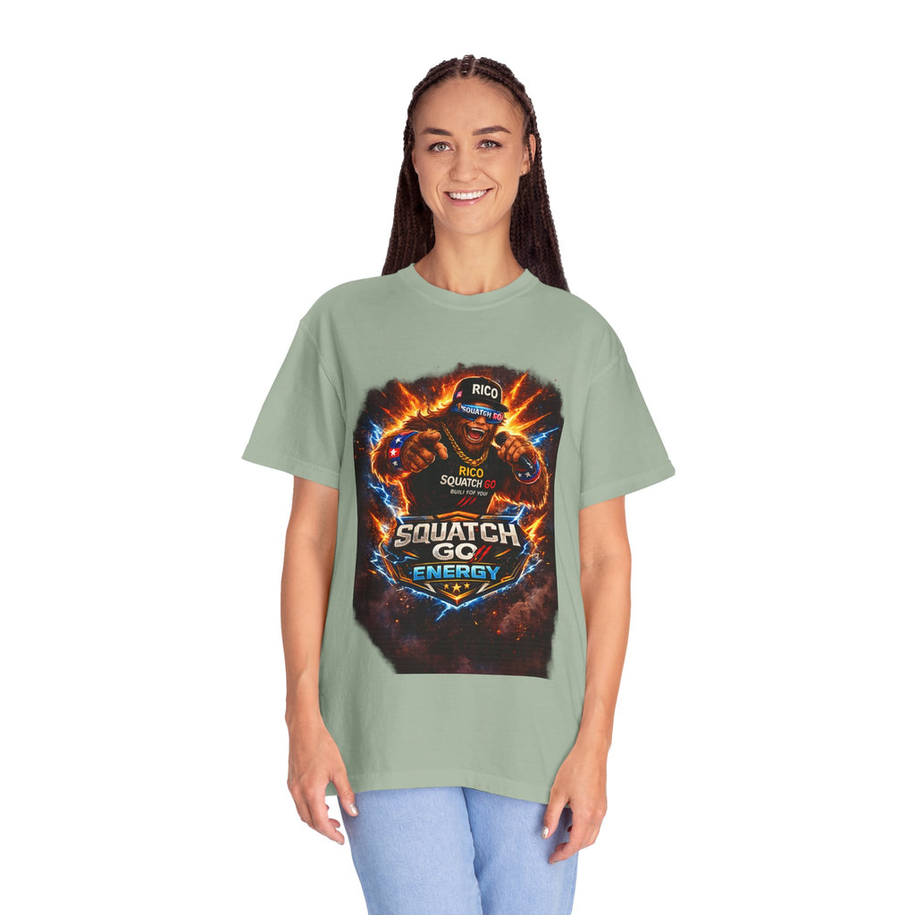 Squatch GC Energy Graphic T-Shirt — Retro Gamer Energy Drink Design
