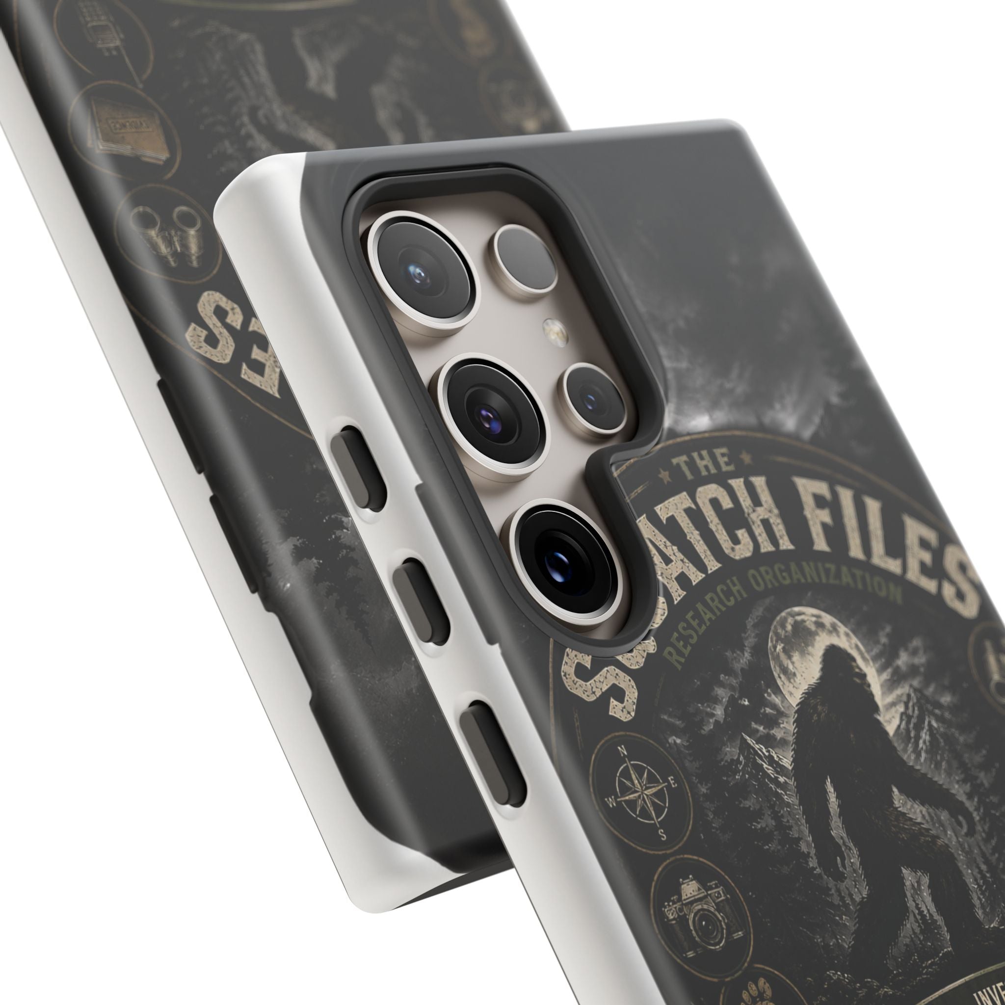 Squatch Files Research Organization Phone Case — Bigfoot Sasquatch Moonlit Forest Design