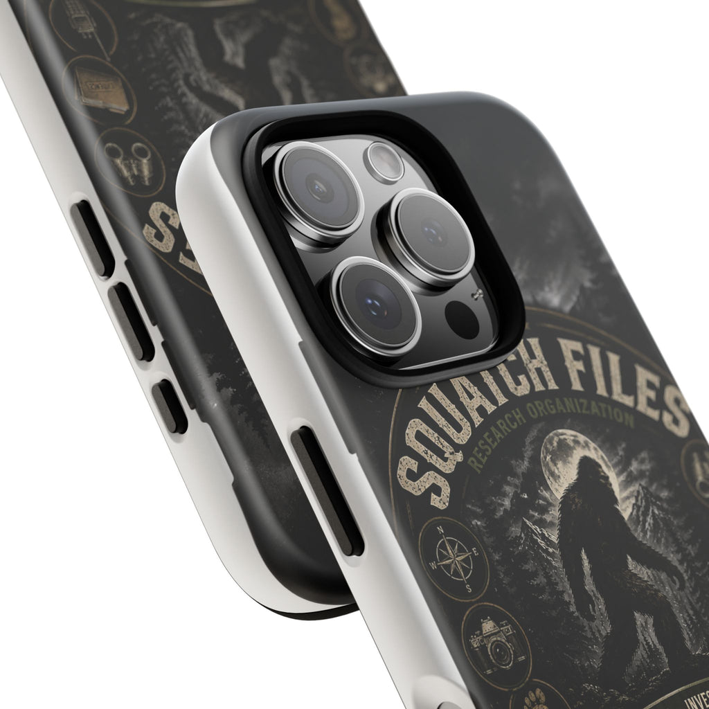 Squatch Files Research Organization Phone Case — Bigfoot Sasquatch Moonlit Forest Design