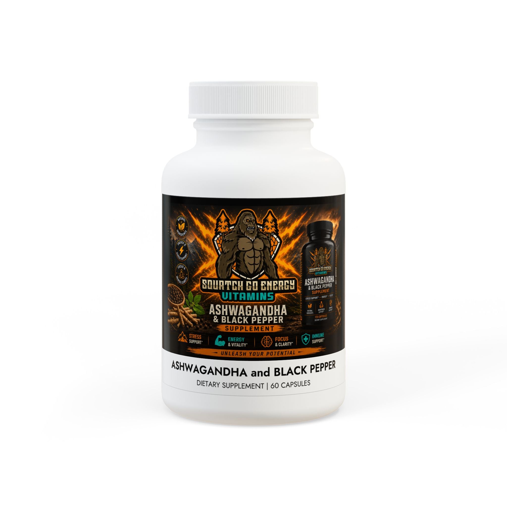Ashwagandha and Black Pepper Supplement (60 capsules)