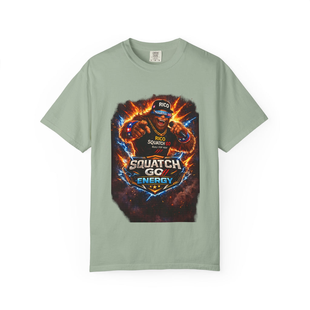 Squatch GC Energy Graphic T-Shirt — Retro Gamer Energy Drink Design