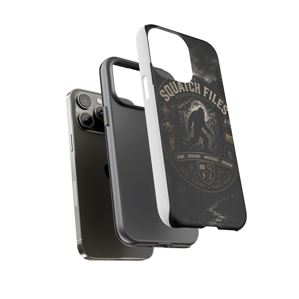 Squatch Files Research Organization Phone Case — Bigfoot Sasquatch Moonlit Forest Design