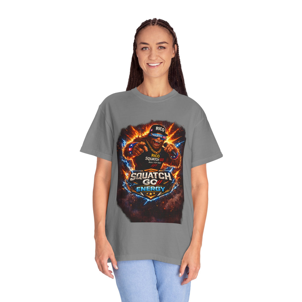 Squatch GC Energy Graphic T-Shirt — Retro Gamer Energy Drink Design