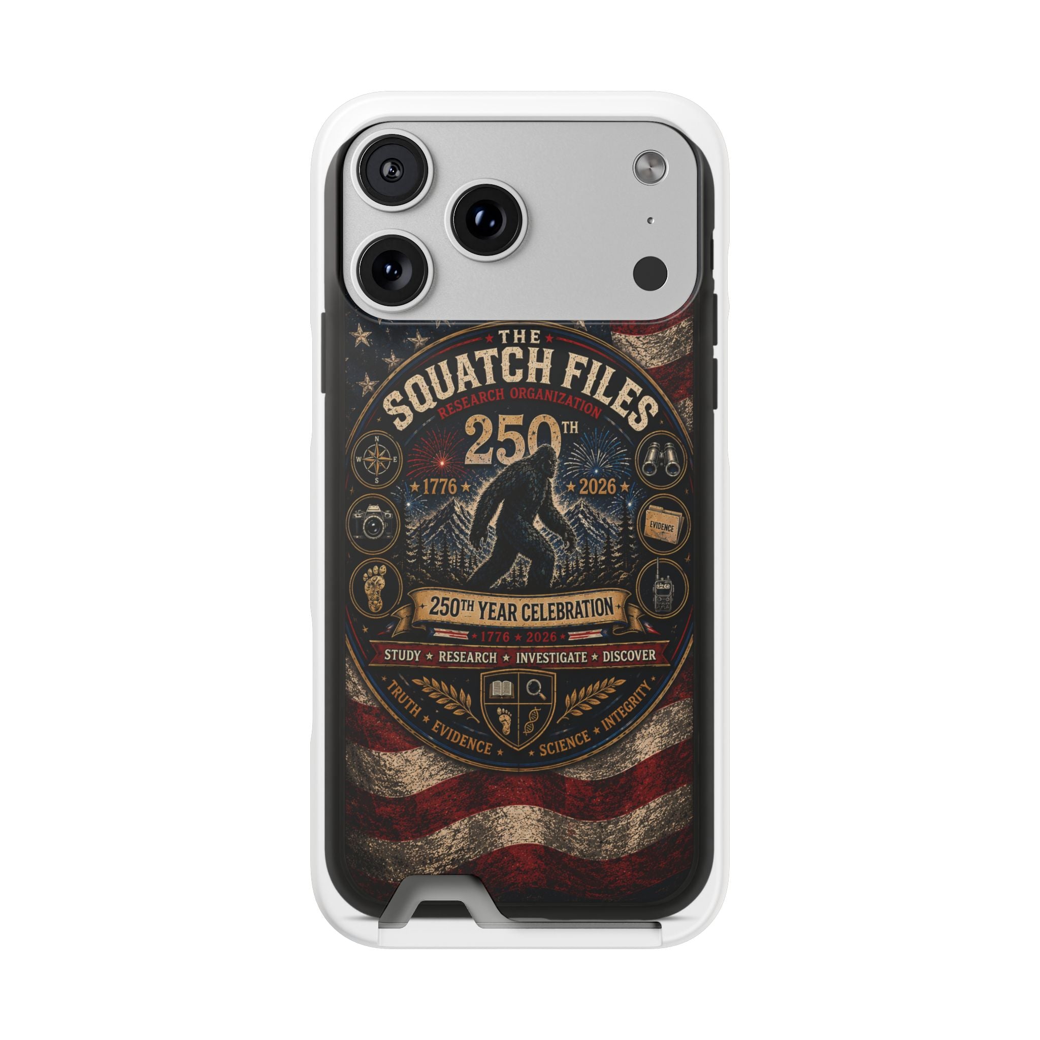 Phone Case — 'The Squatch Files 250th' Card Holder Case (Patriotic Bigfoot Design)