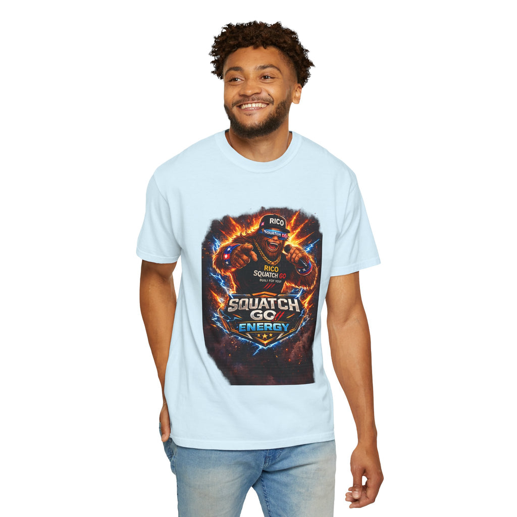 Squatch GC Energy Graphic T-Shirt — Retro Gamer Energy Drink Design
