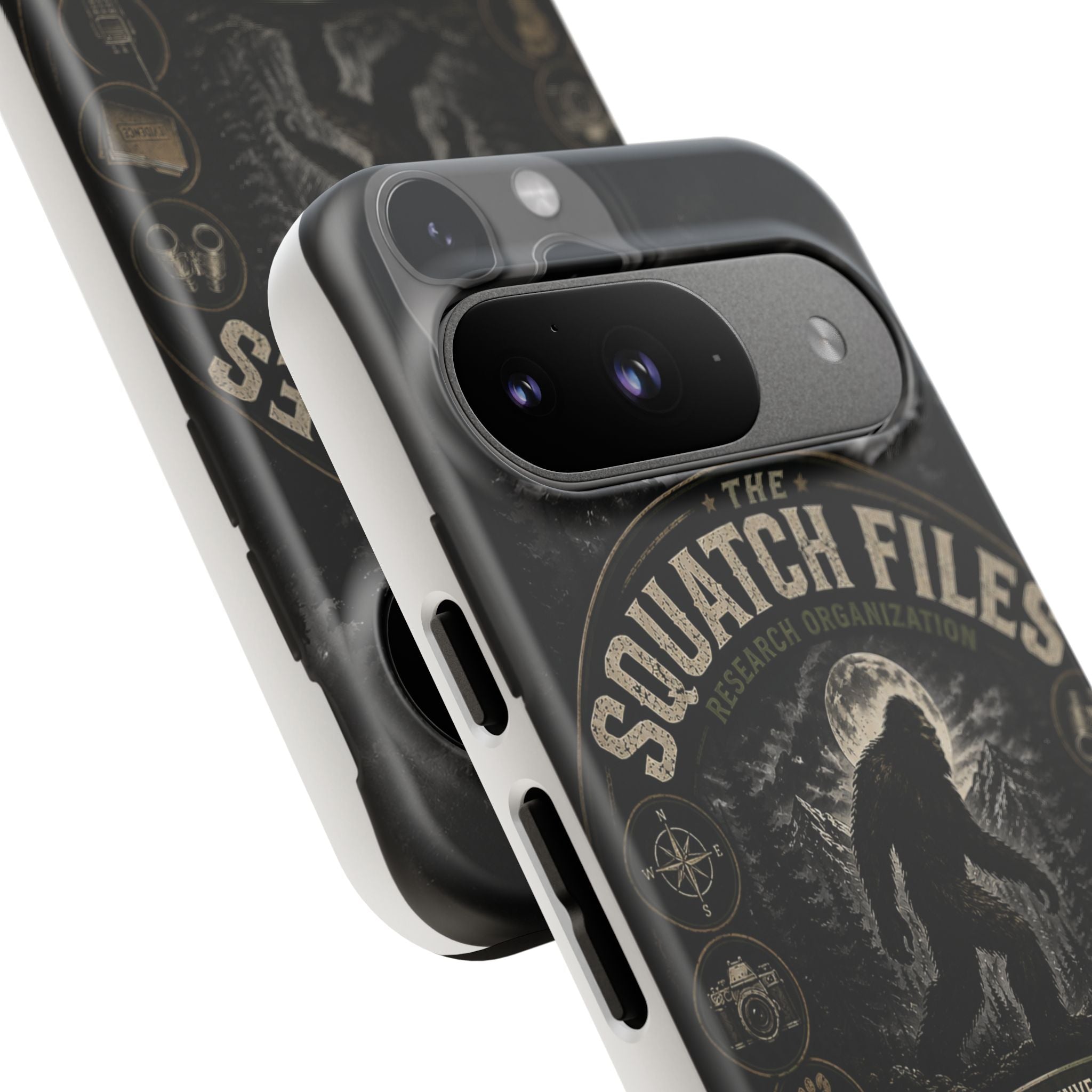 Squatch Files Research Organization Phone Case — Bigfoot Sasquatch Moonlit Forest Design