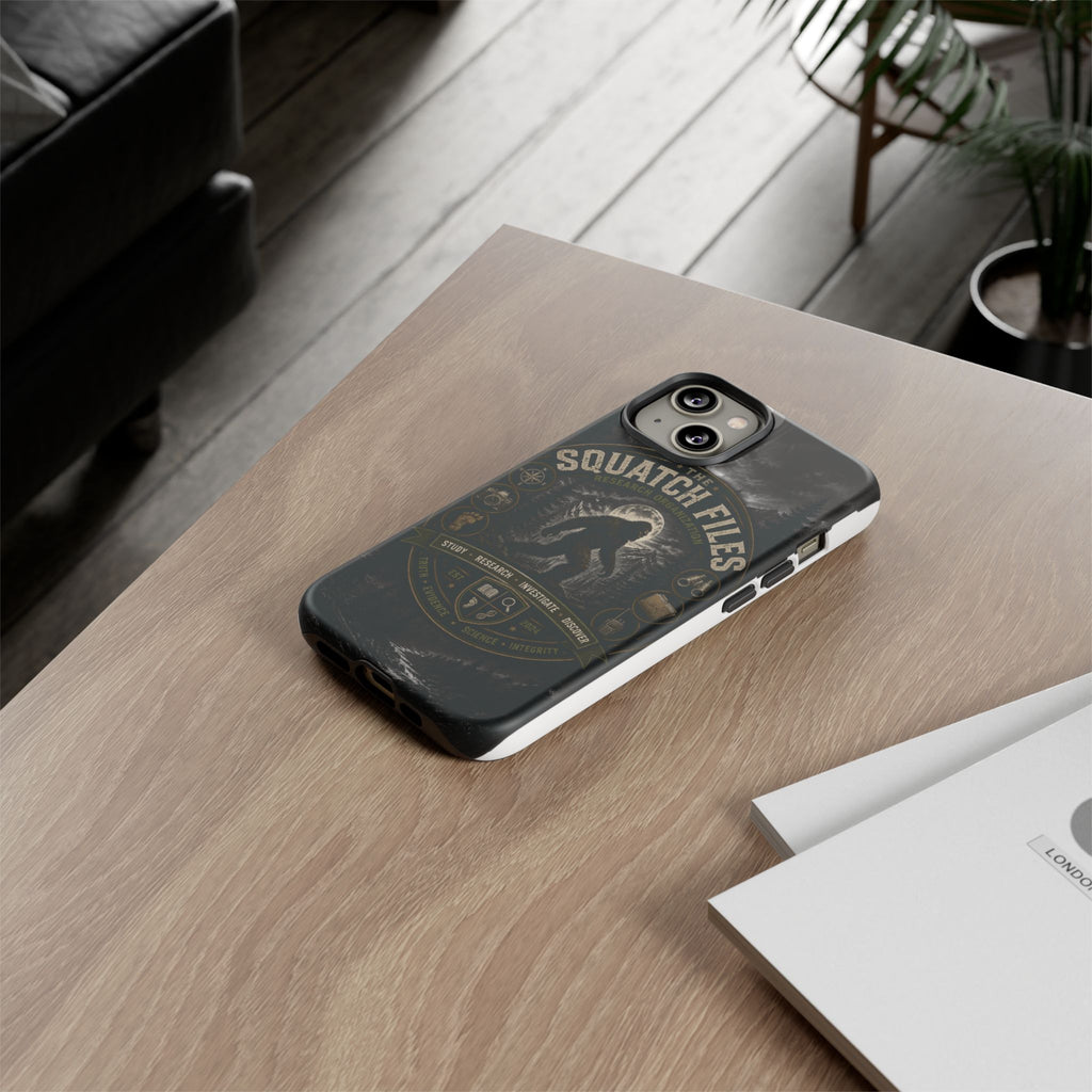 Squatch Files Research Organization Phone Case — Bigfoot Sasquatch Moonlit Forest Design