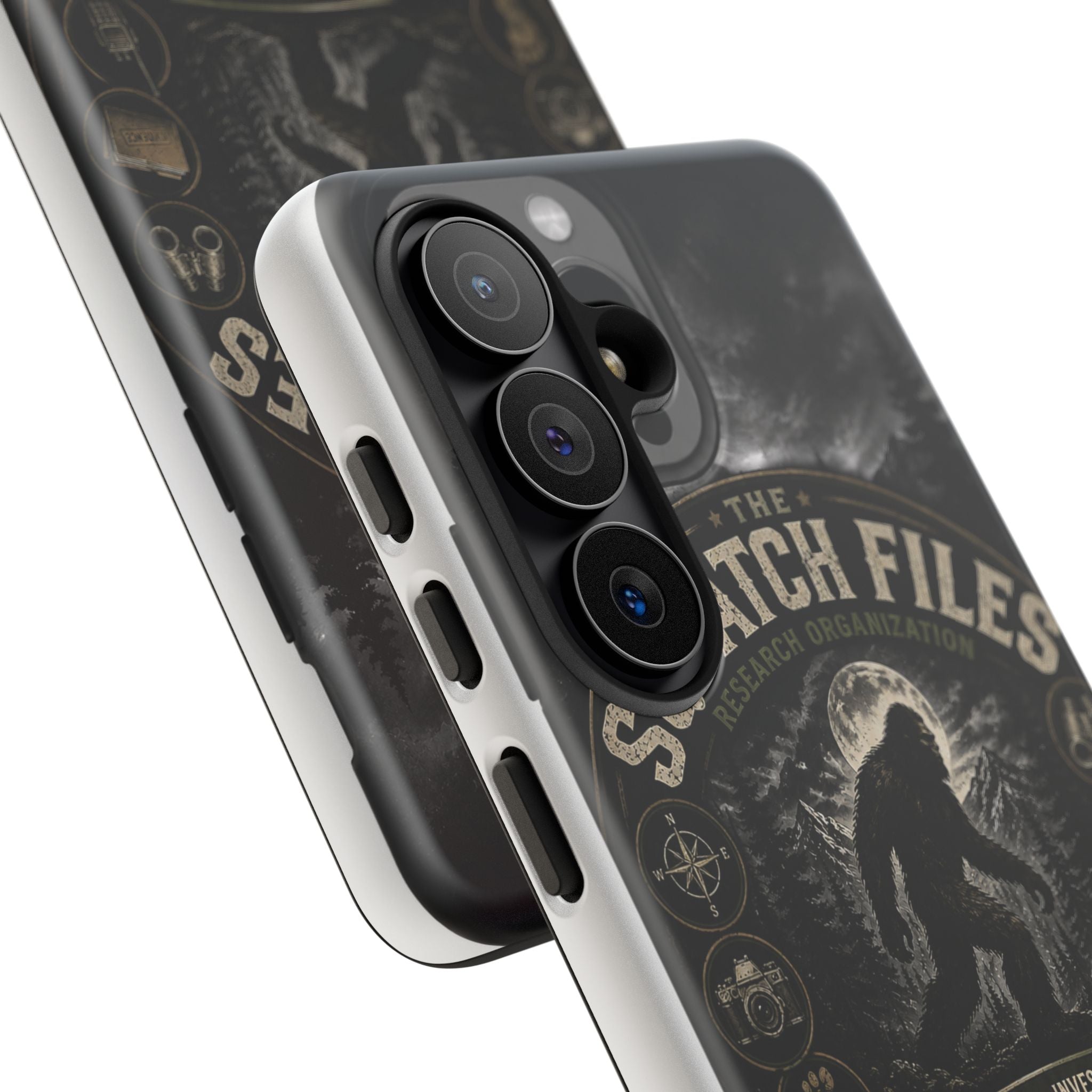 Squatch Files Research Organization Phone Case — Bigfoot Sasquatch Moonlit Forest Design