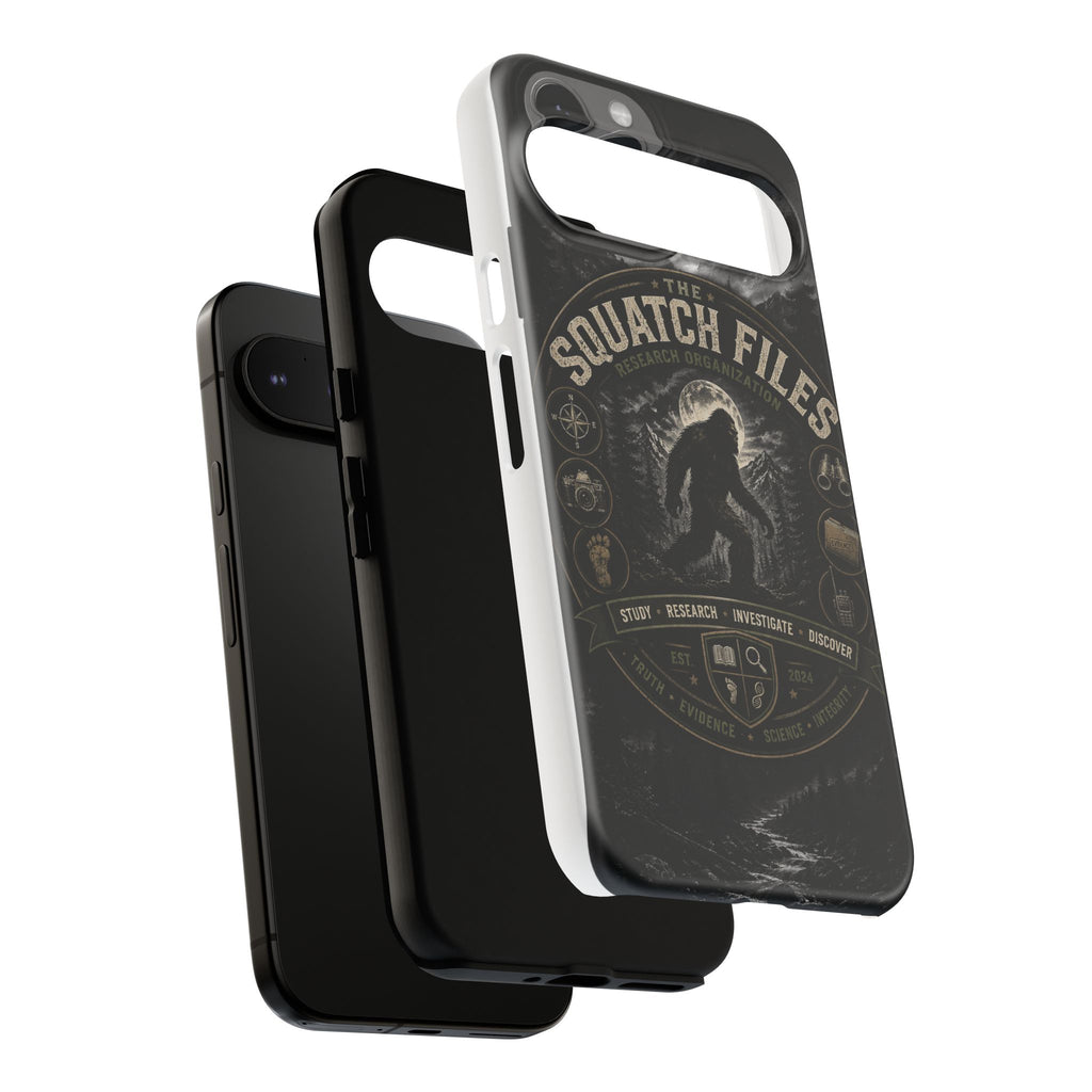 Squatch Files Research Organization Phone Case — Bigfoot Sasquatch Moonlit Forest Design