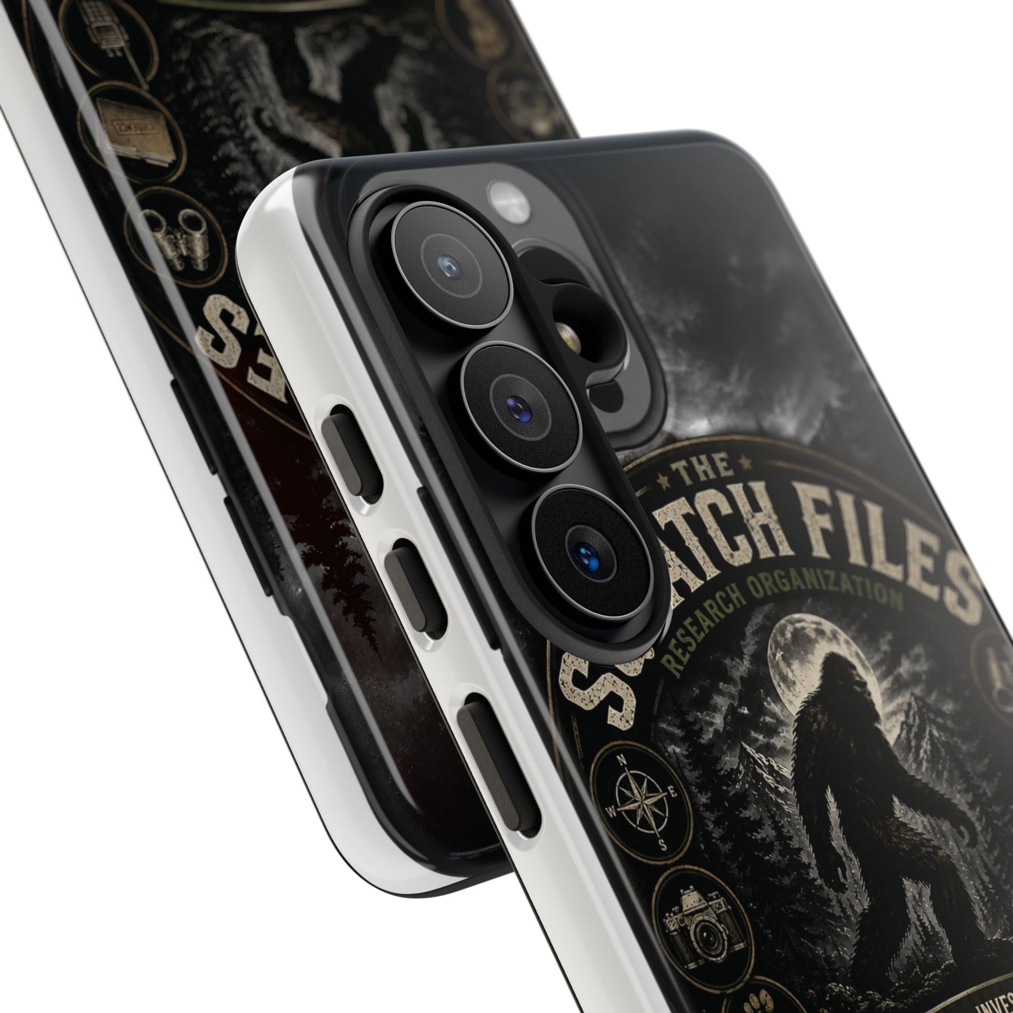 Squatch Files Research Organization Phone Case — Bigfoot Sasquatch Moonlit Forest Design