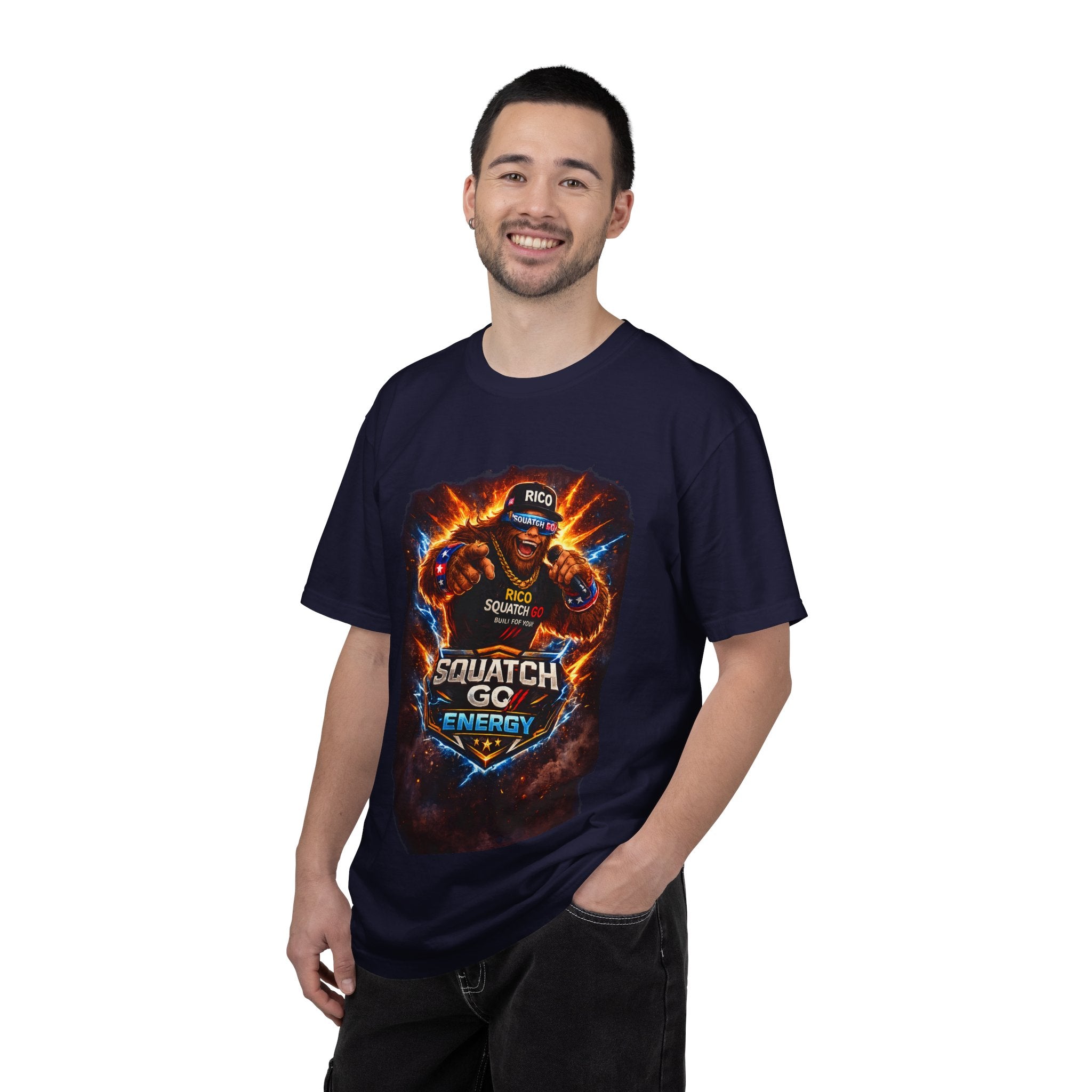 Squatch GC Energy Graphic T-Shirt — Retro Gamer Energy Drink Design