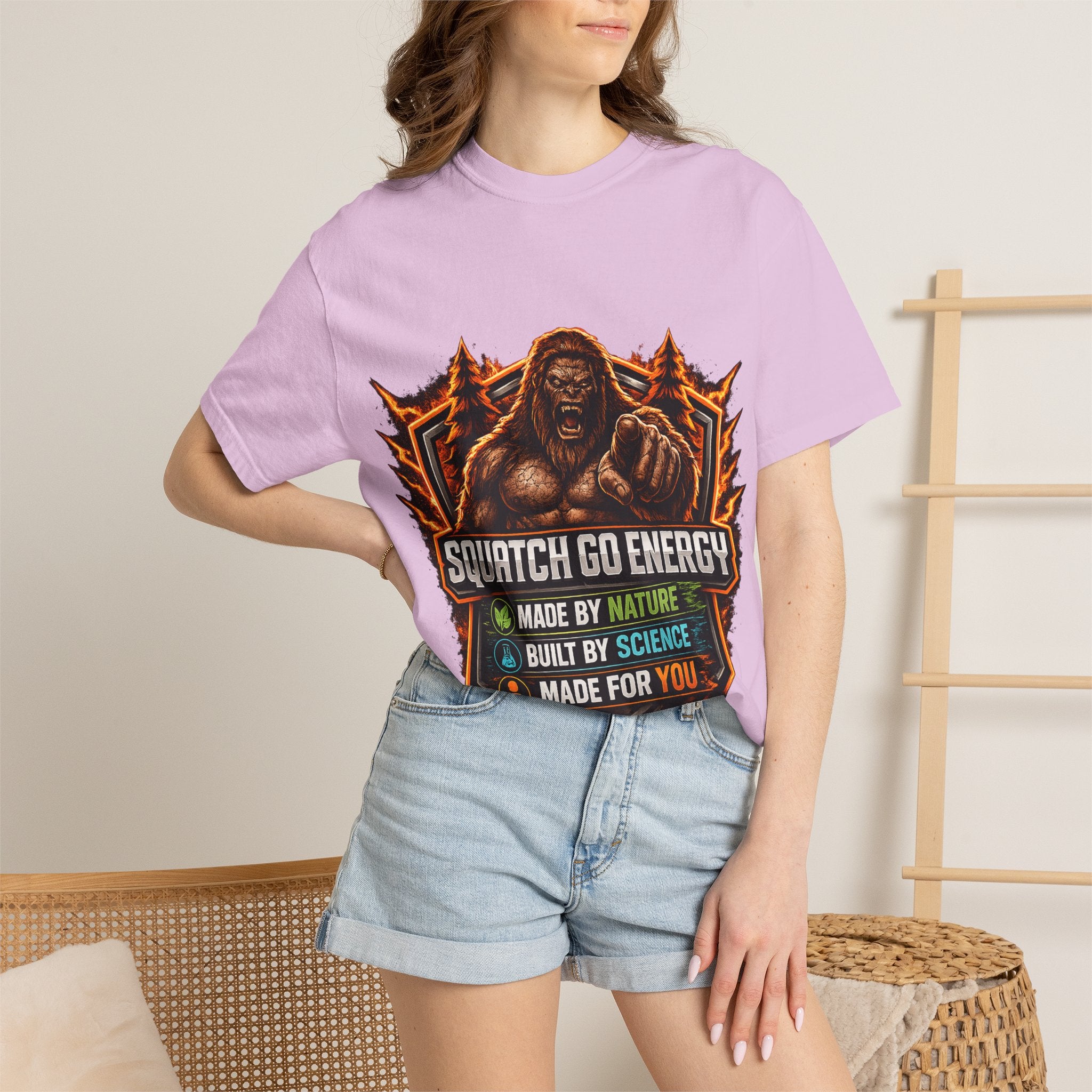 Squatch Go Energy T-Shirt — Sasquatch Vintage Badge Tee (Made by Nature • Built by Science)