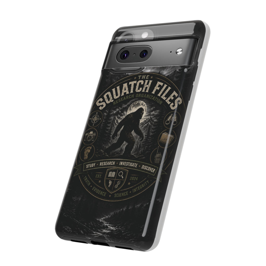 Squatch Files Research Organization Phone Case — Bigfoot Sasquatch Moonlit Forest Design