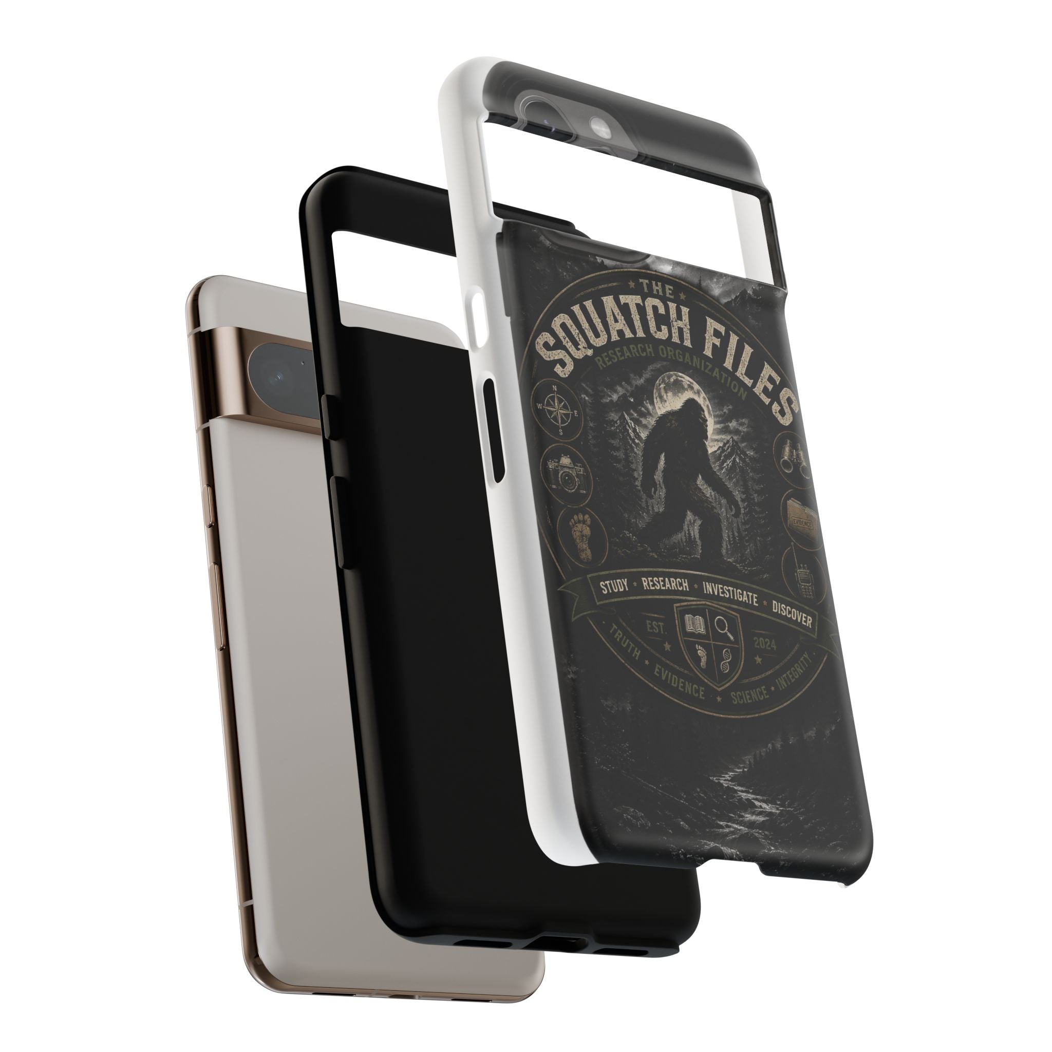 Squatch Files Research Organization Phone Case — Bigfoot Sasquatch Moonlit Forest Design