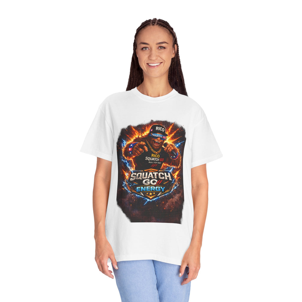 Squatch GC Energy Graphic T-Shirt — Retro Gamer Energy Drink Design