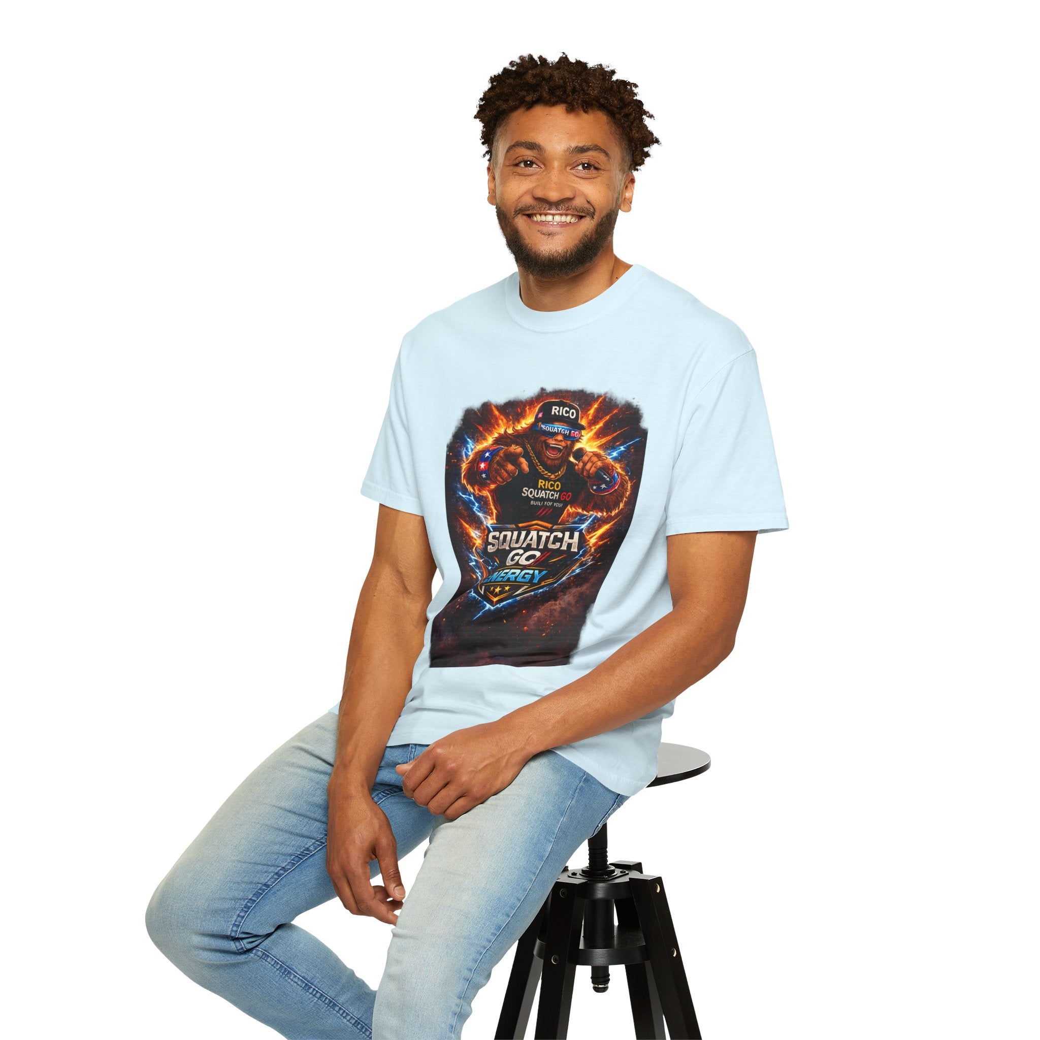 Squatch GC Energy Graphic T-Shirt — Retro Gamer Energy Drink Design