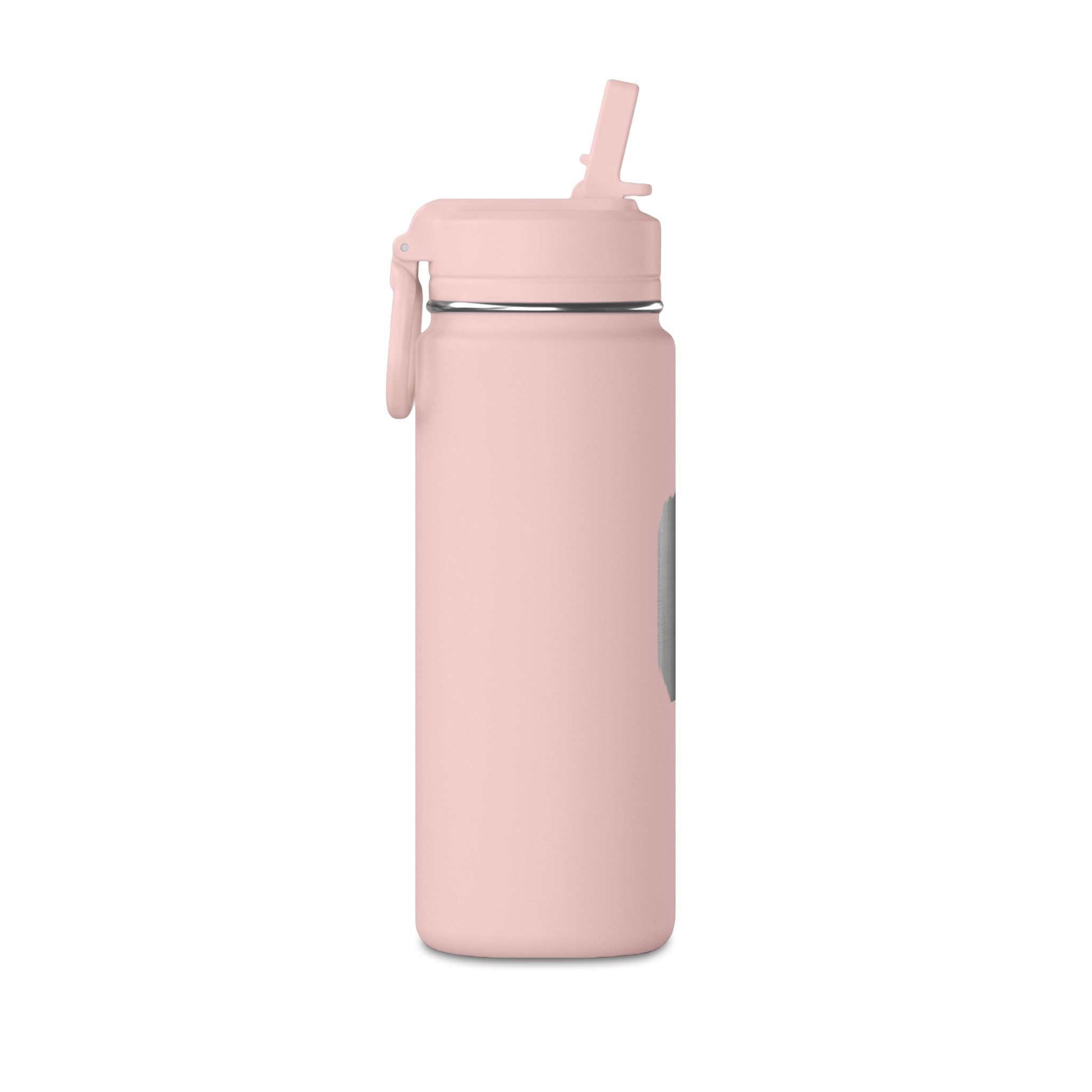 20oz Mini Water Bottle with Gray Brushstroke Design — Lightweight Straw Bottle for Kids & Everyday Hydration