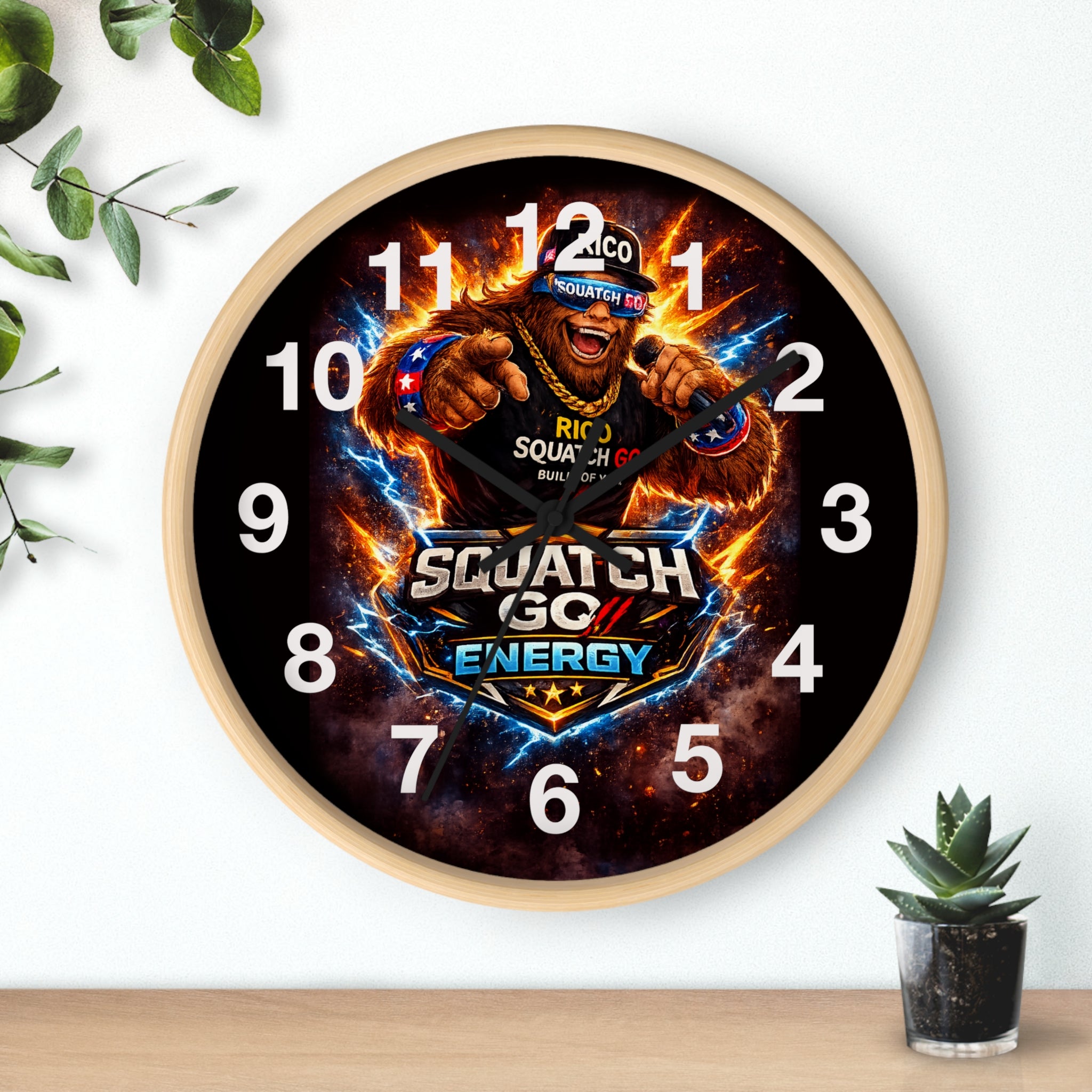 Squatch Go Energy Wall Clock — Bold Retro Gaming Sasquatch Design