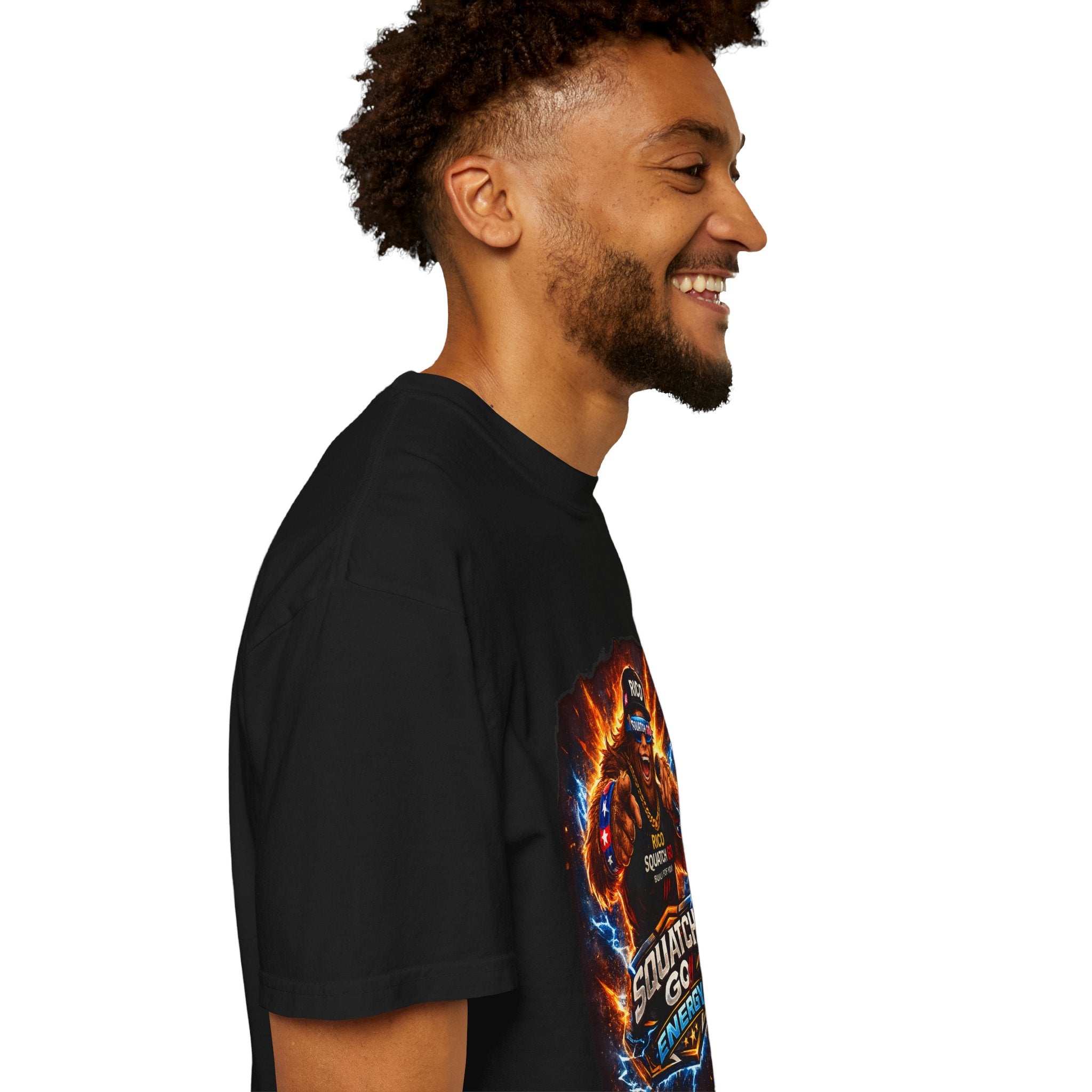 Squatch GC Energy Graphic T-Shirt — Retro Gamer Energy Drink Design
