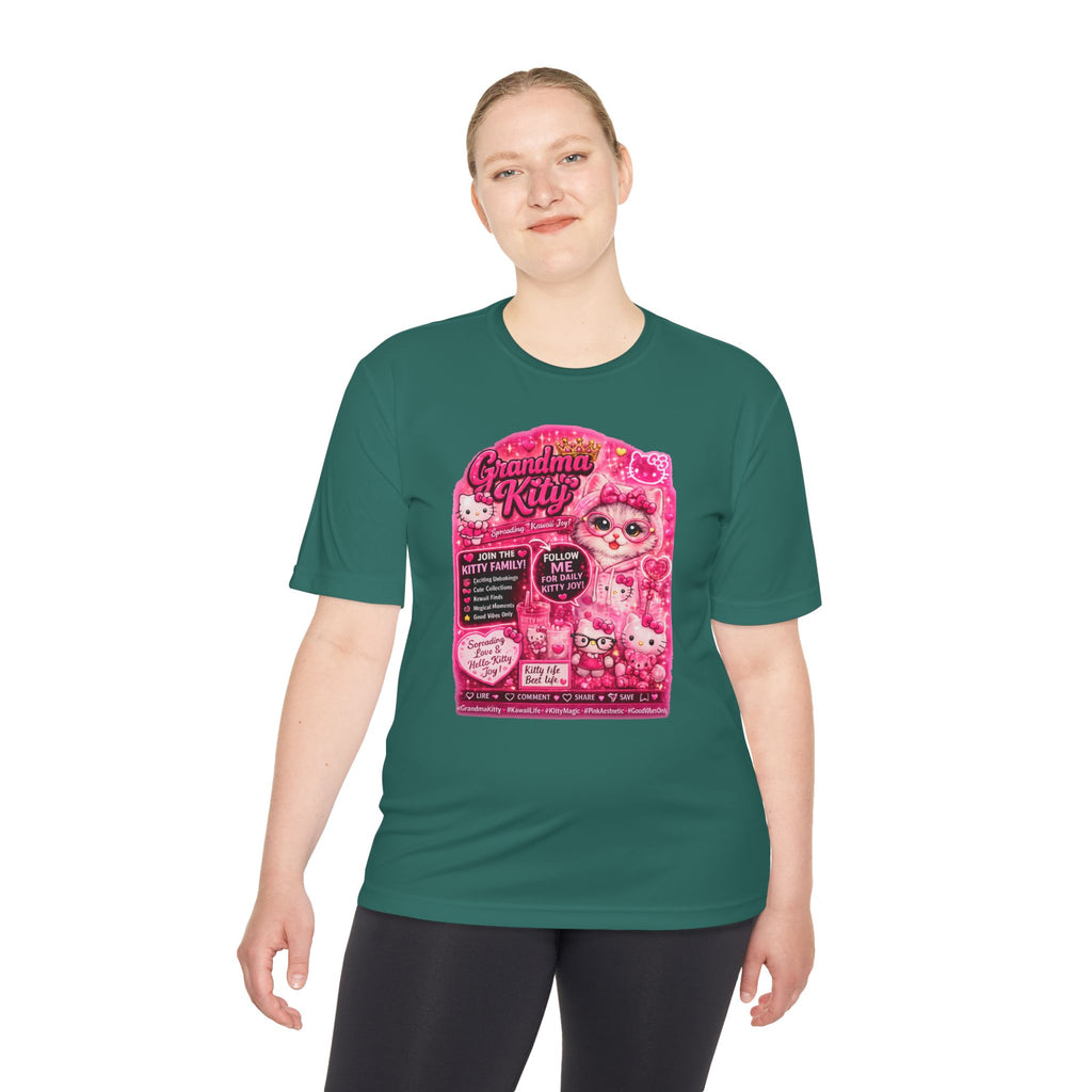 Grandma Kitty Graphic Tee — Cute Pink Cat Vintage Patch Design